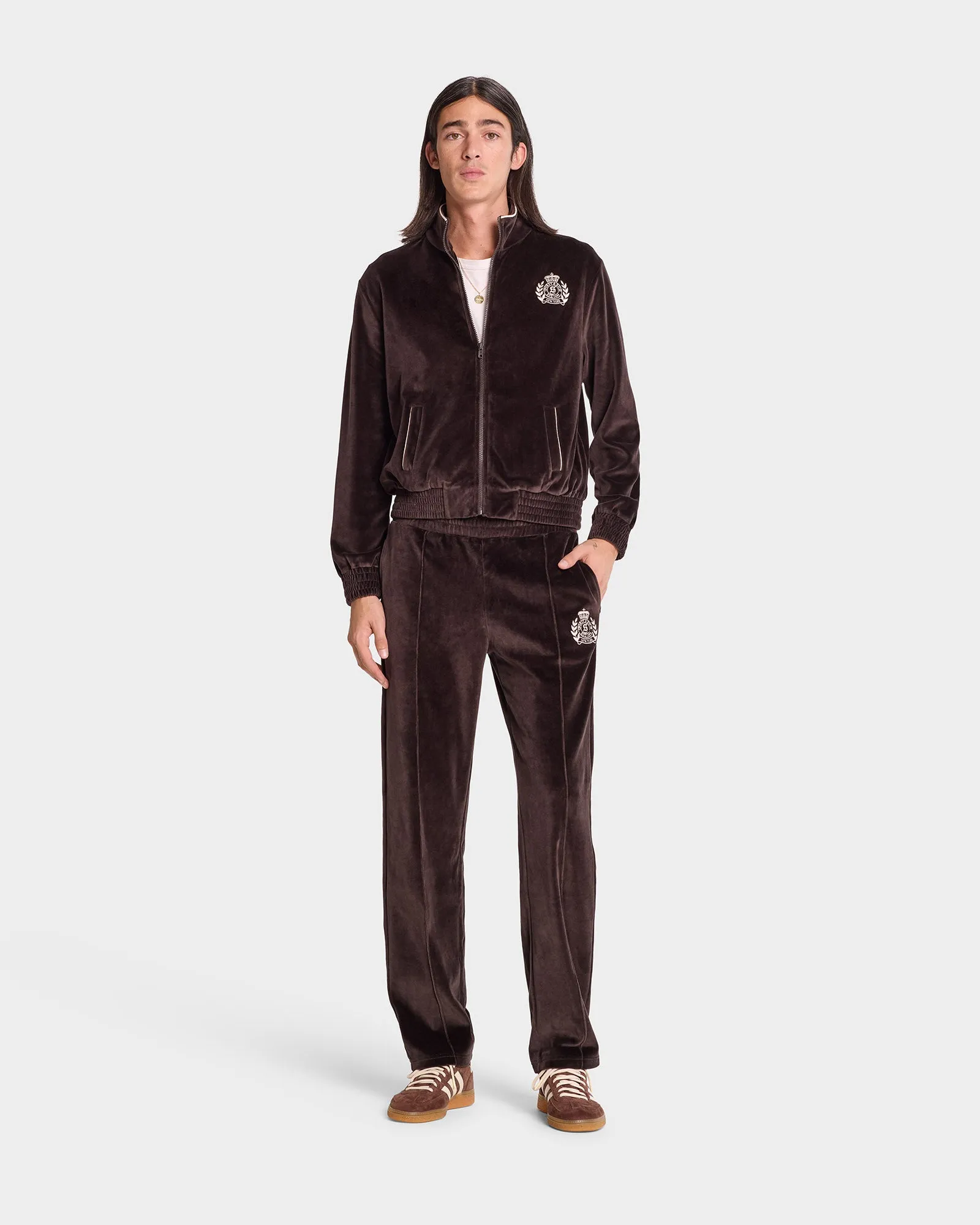 NY Crest Velour Track Pant - Chocolate/Cream sold by Sporty and Rich product image thumbnail 5