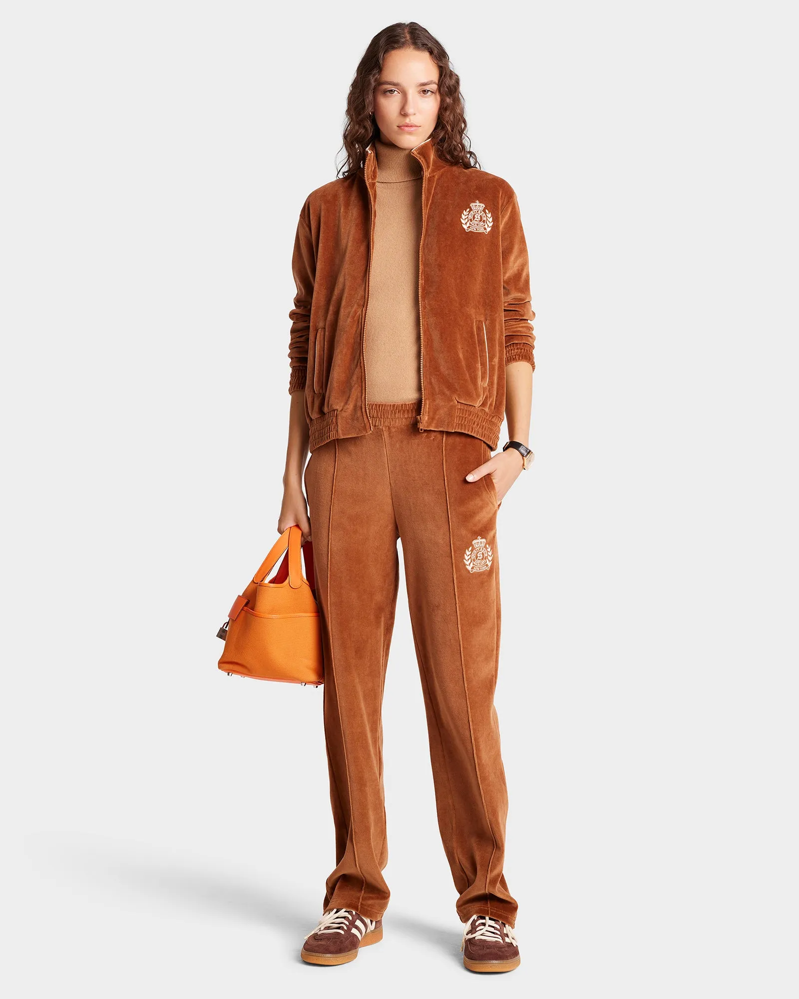 NY Crest Velour Track Pant - Tobacco/Cream sold by Sporty and Rich product image thumbnail 3