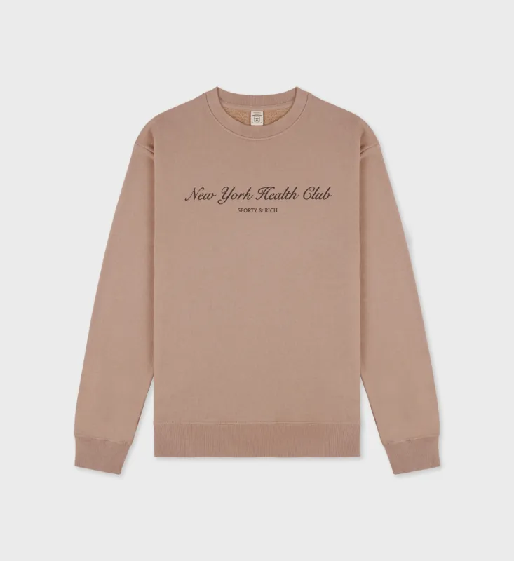 NY Health Club Crewneck - Mink/Faded Black sold by Sporty and Rich