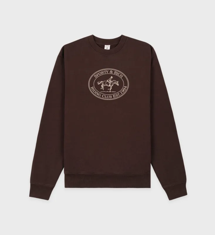 Riding Club Crewneck - Chocolate/Cream sold by Sporty and Rich