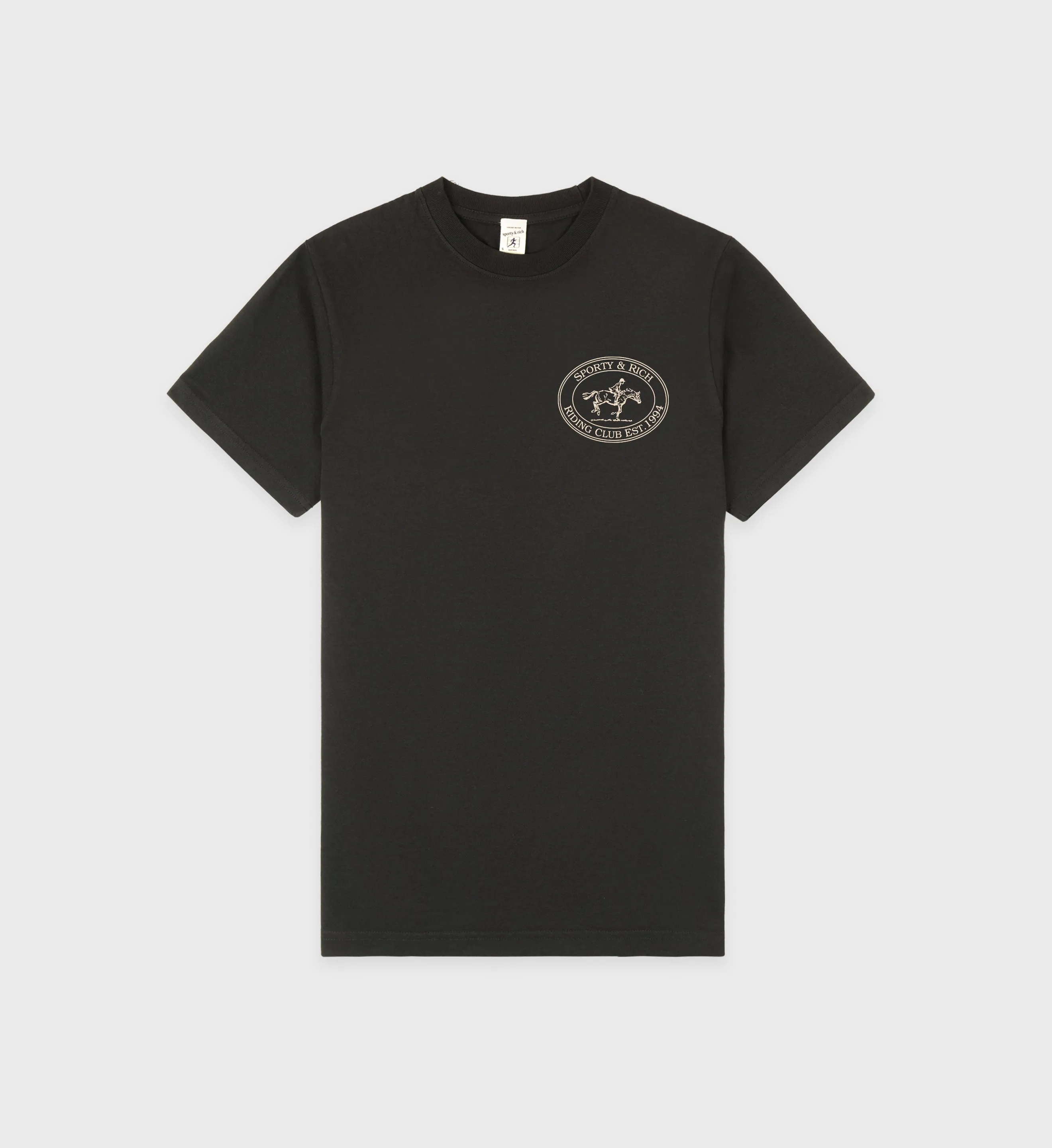 Riding Club T-Shirt - Faded Black/Cream sold by Sporty and Rich