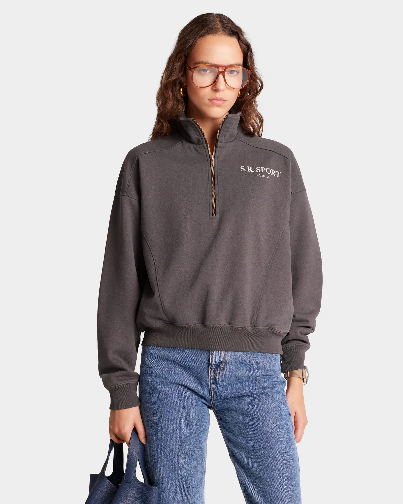 S.R. Sport Quarter Zip - Faded Black/Cream sold by Sporty and Rich product image thumbnail 2