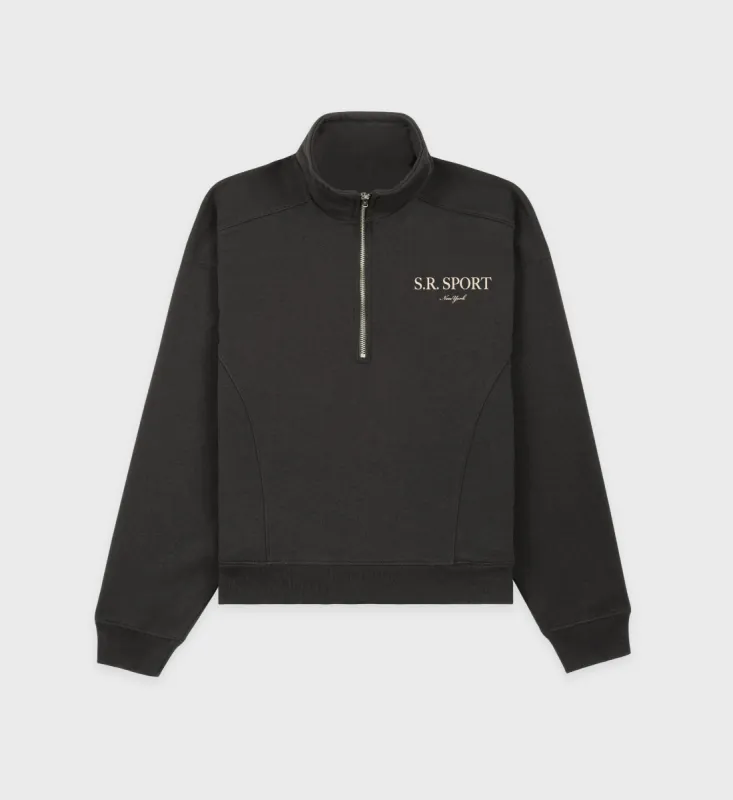 S.R. Sport Quarter Zip - Faded Black/Cream sold by Sporty and Rich