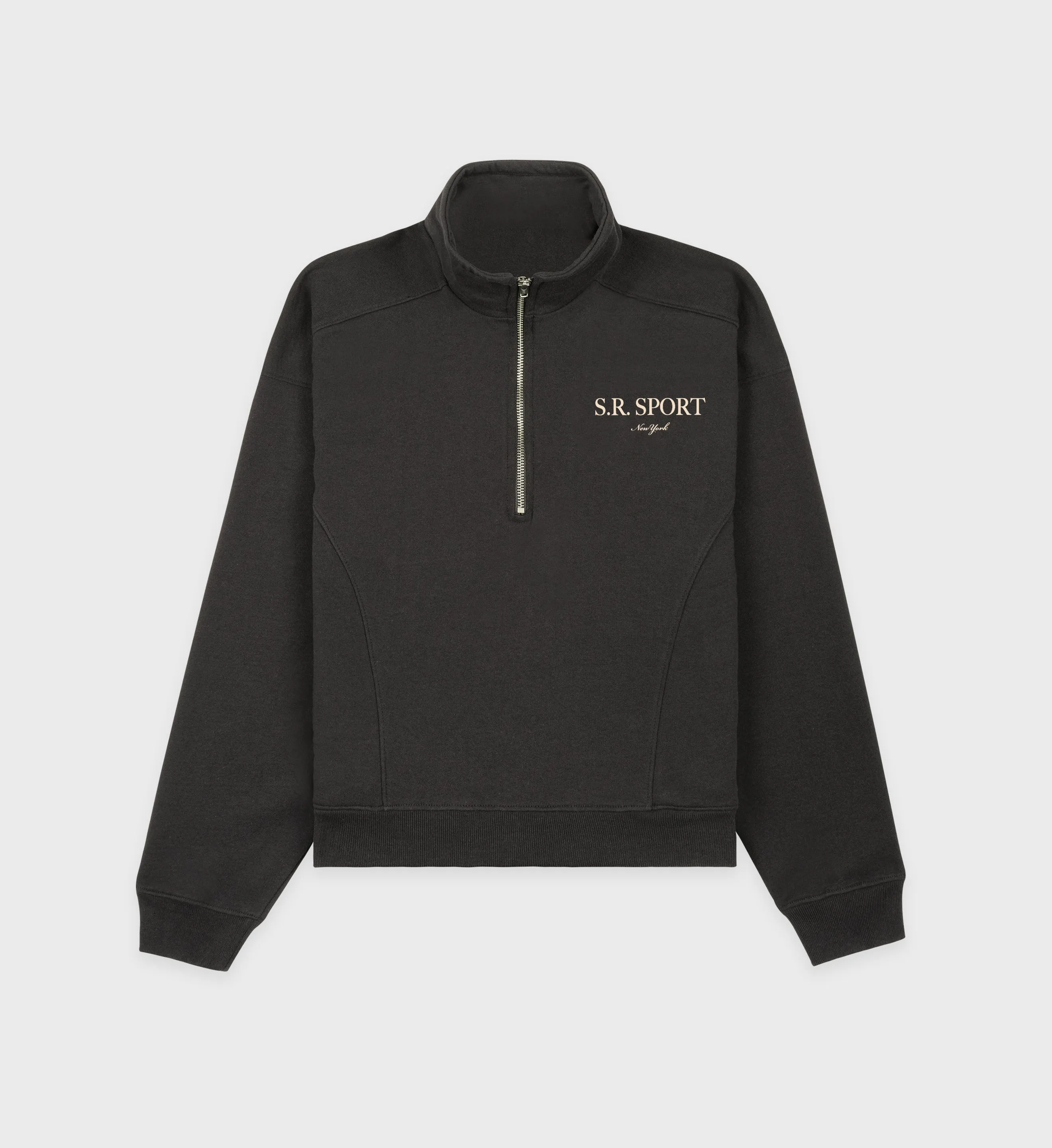 S.R. Sport Quarter Zip - Faded Black/Cream sold by Sporty and Rich