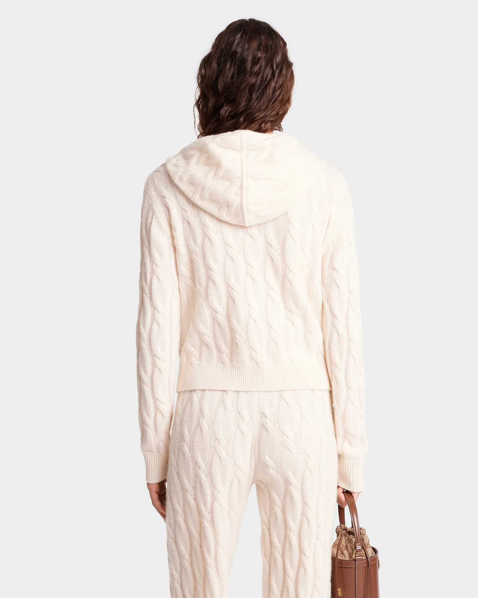 SRC Cableknit Cashmere Zip Hoodie - Cream/Navy sold by Sporty and Rich product image thumbnail 4
