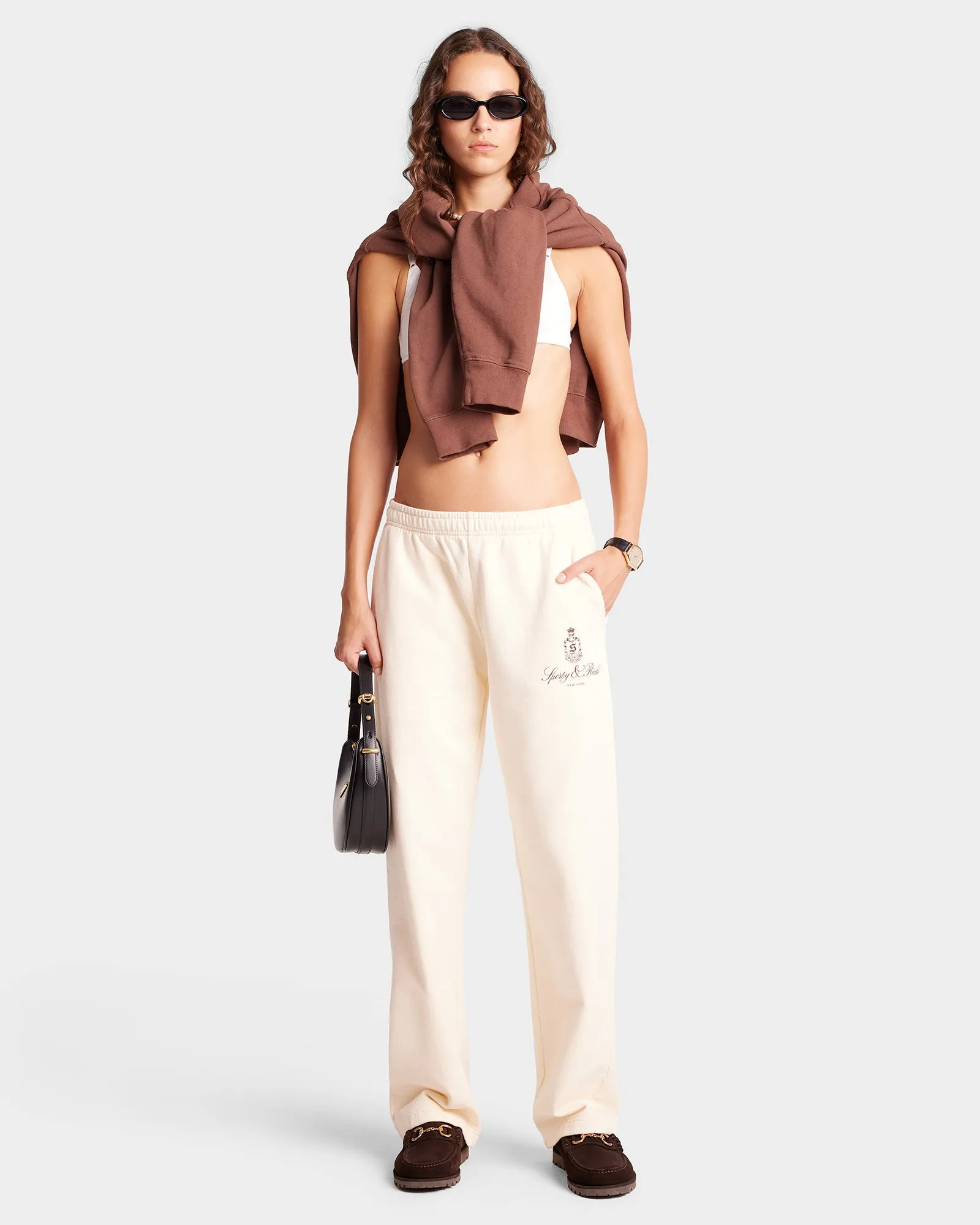 Vendome Straight Leg Sweatpant - Cream/Chocolate sold by Sporty and Rich product image thumbnail 2