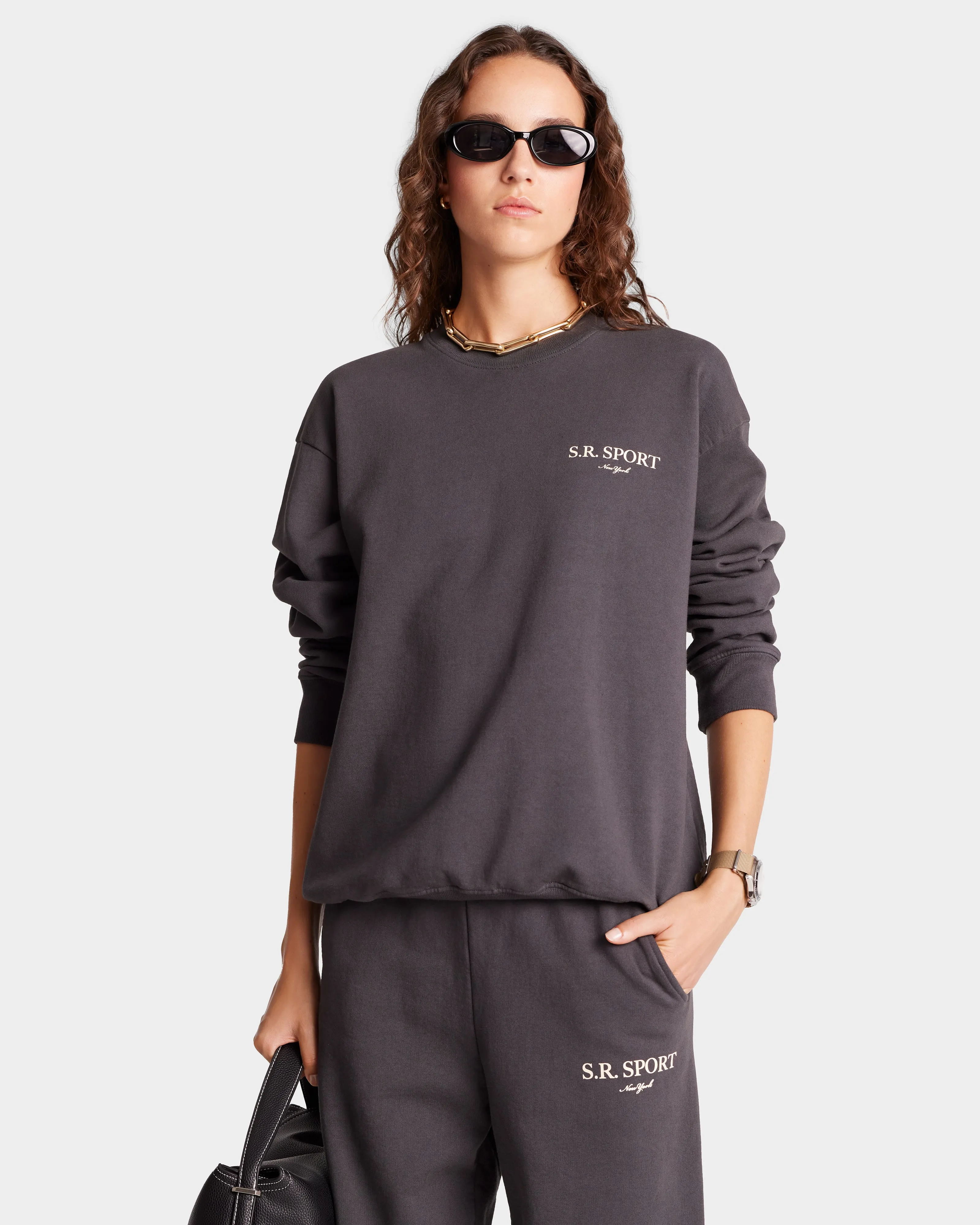 Wimbledon Crewneck - Faded Black/Cream sold by Sporty and Rich product image thumbnail 4
