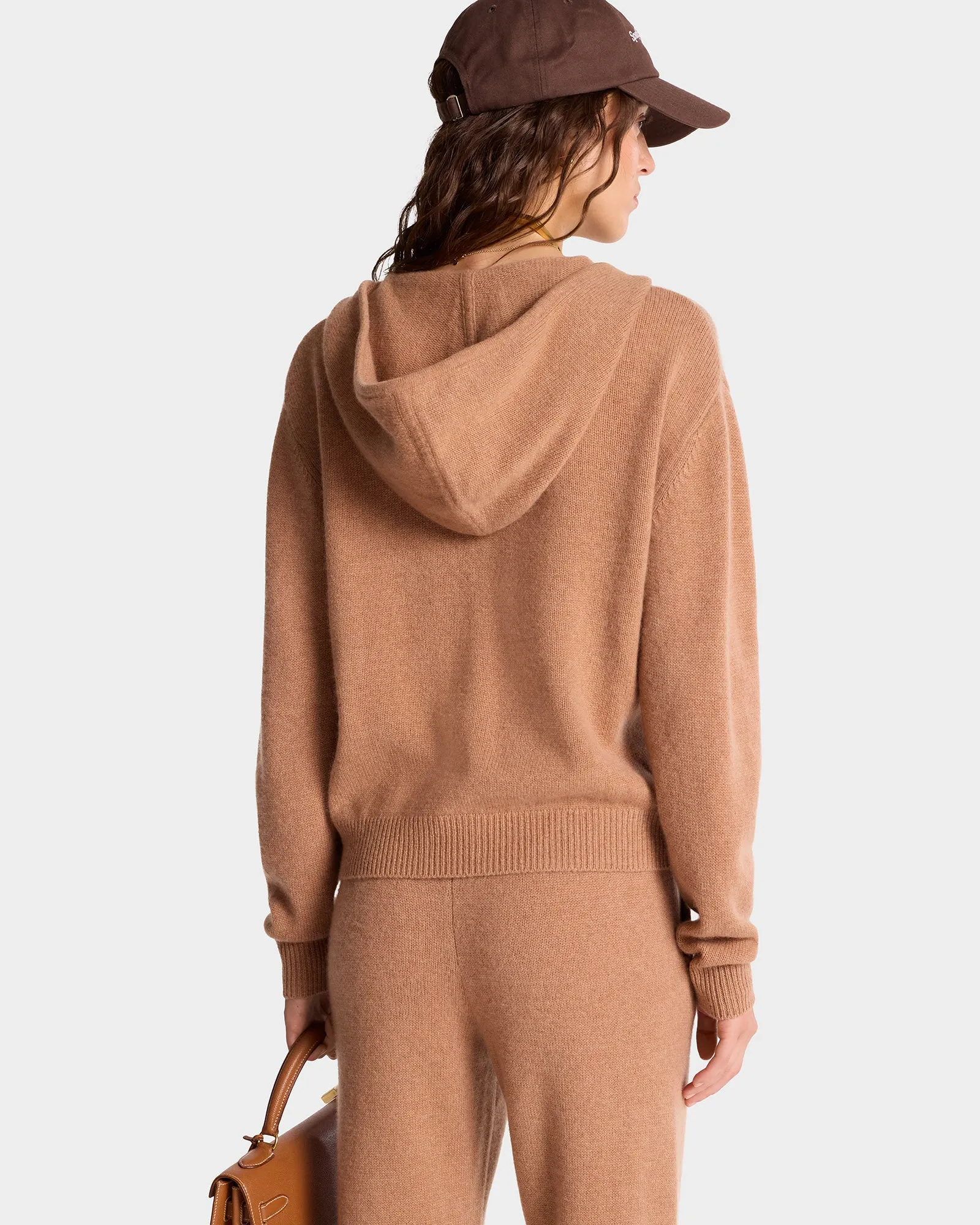 SRC Cashmere Zip Hoodie - Camel/White sold by Sporty and Rich product image thumbnail 4