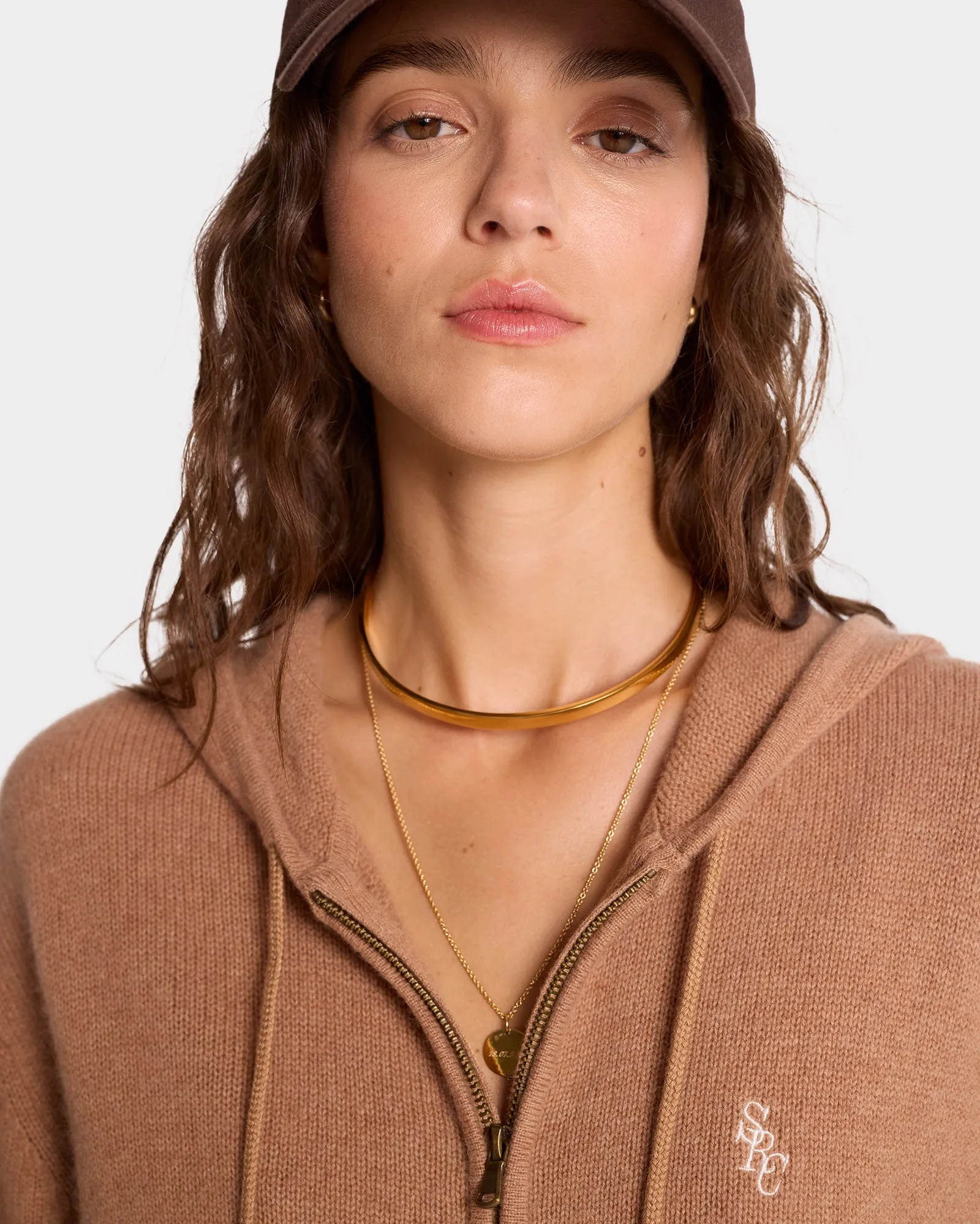 SRC Cashmere Zip Hoodie - Camel/White sold by Sporty and Rich product image thumbnail 2