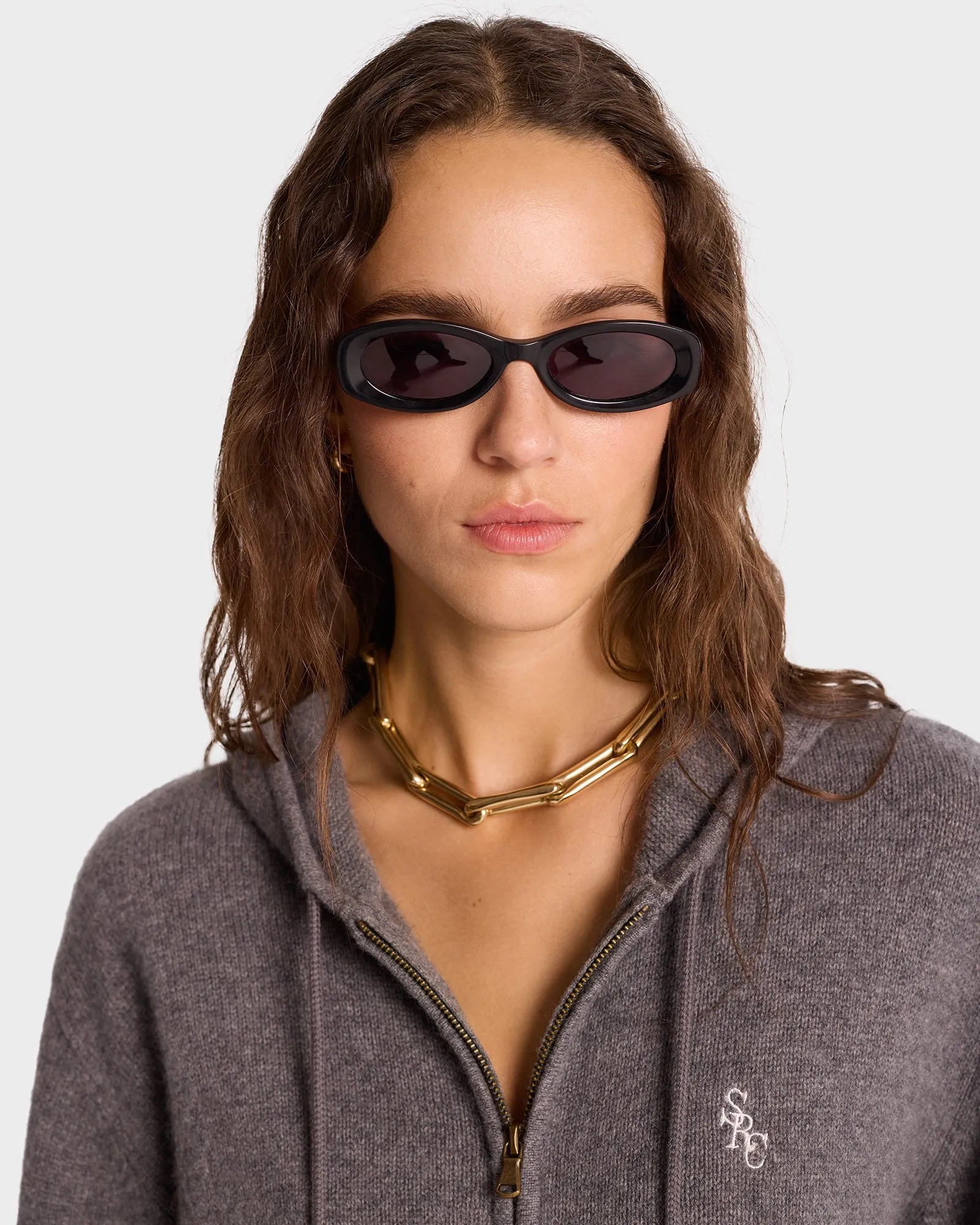 SRC Cashmere Zip Hoodie - Gray/White sold by Sporty and Rich product image thumbnail 3