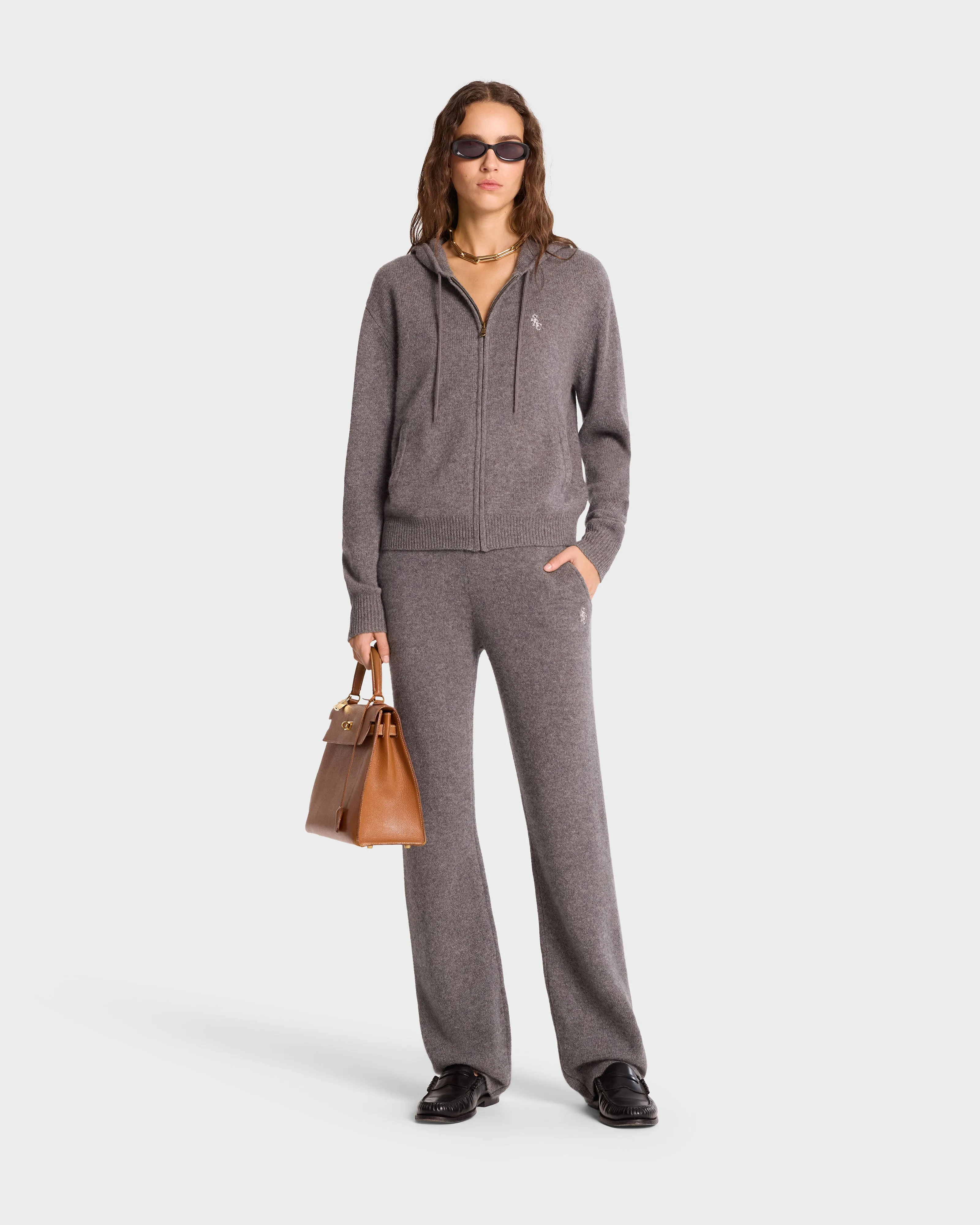 SRC Cashmere Zip Hoodie - Gray/White sold by Sporty and Rich product image thumbnail 2