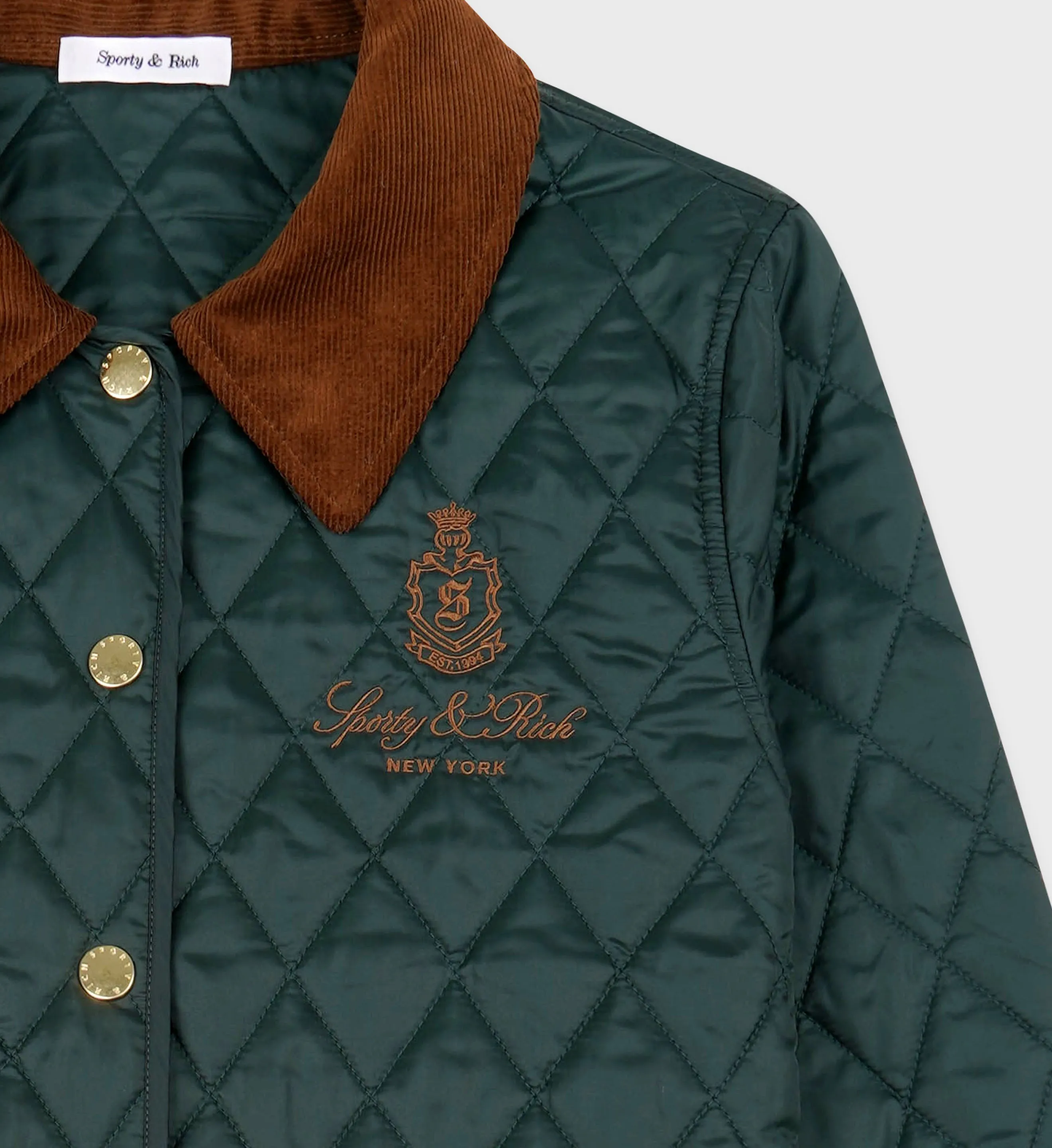 Vendome Nylon Quilted Jacket - Forest/Tan sold by Sporty and Rich product image thumbnail 3