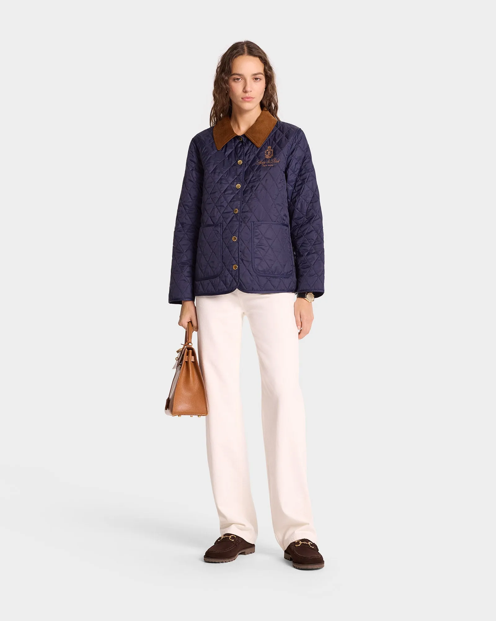 Vendome Nylon Quilted Jacket - Navy/Tan sold by Sporty and Rich product image thumbnail 4