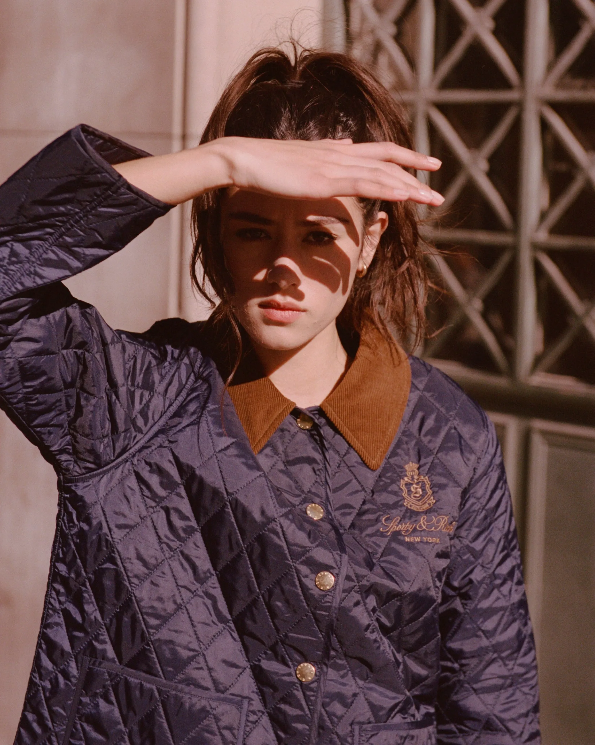 Vendome Nylon Quilted Jacket - Navy/Tan sold by Sporty and Rich product image thumbnail 2