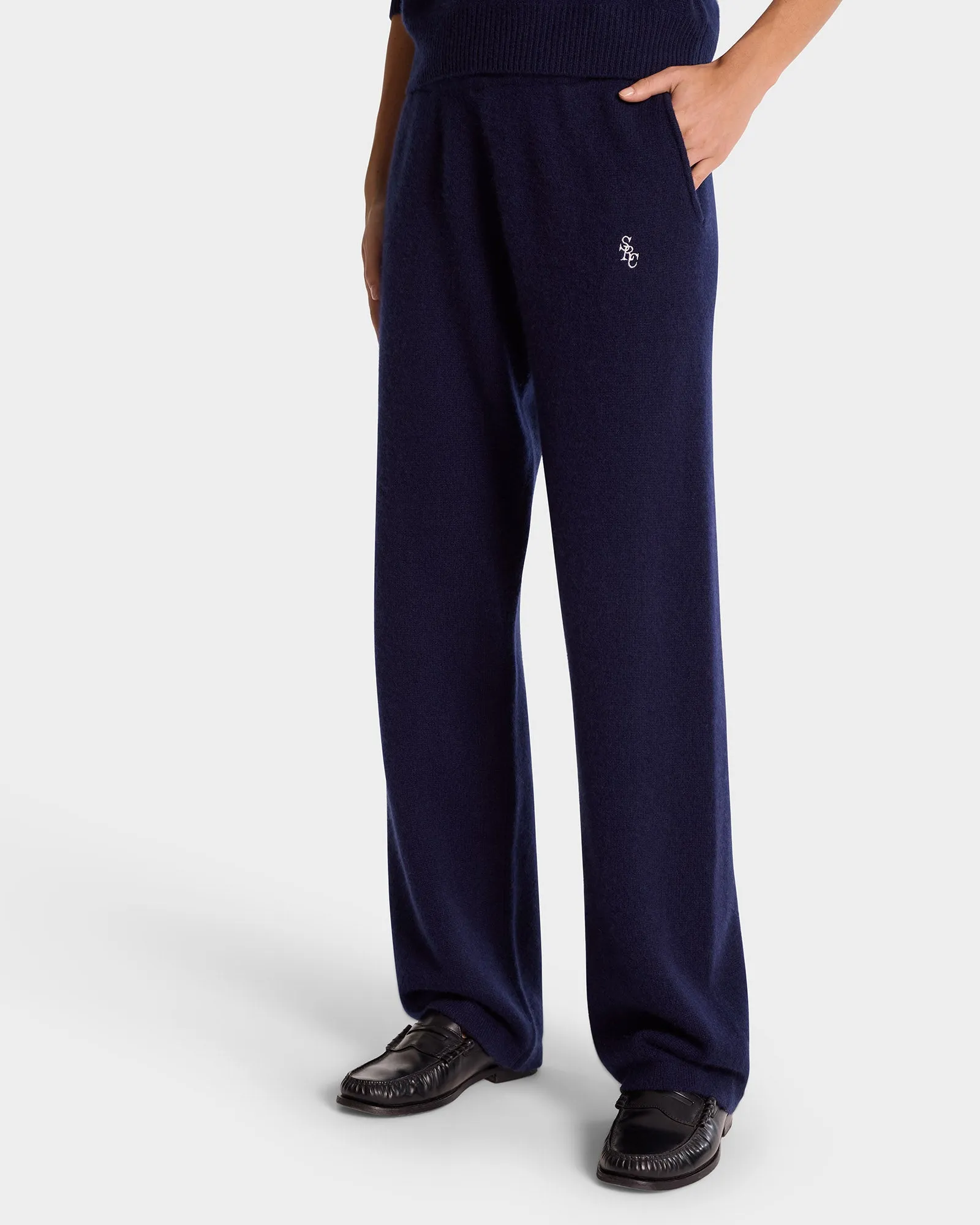 SRC Cashmere Trousers - Navy/White sold by Sporty and Rich product image thumbnail 3