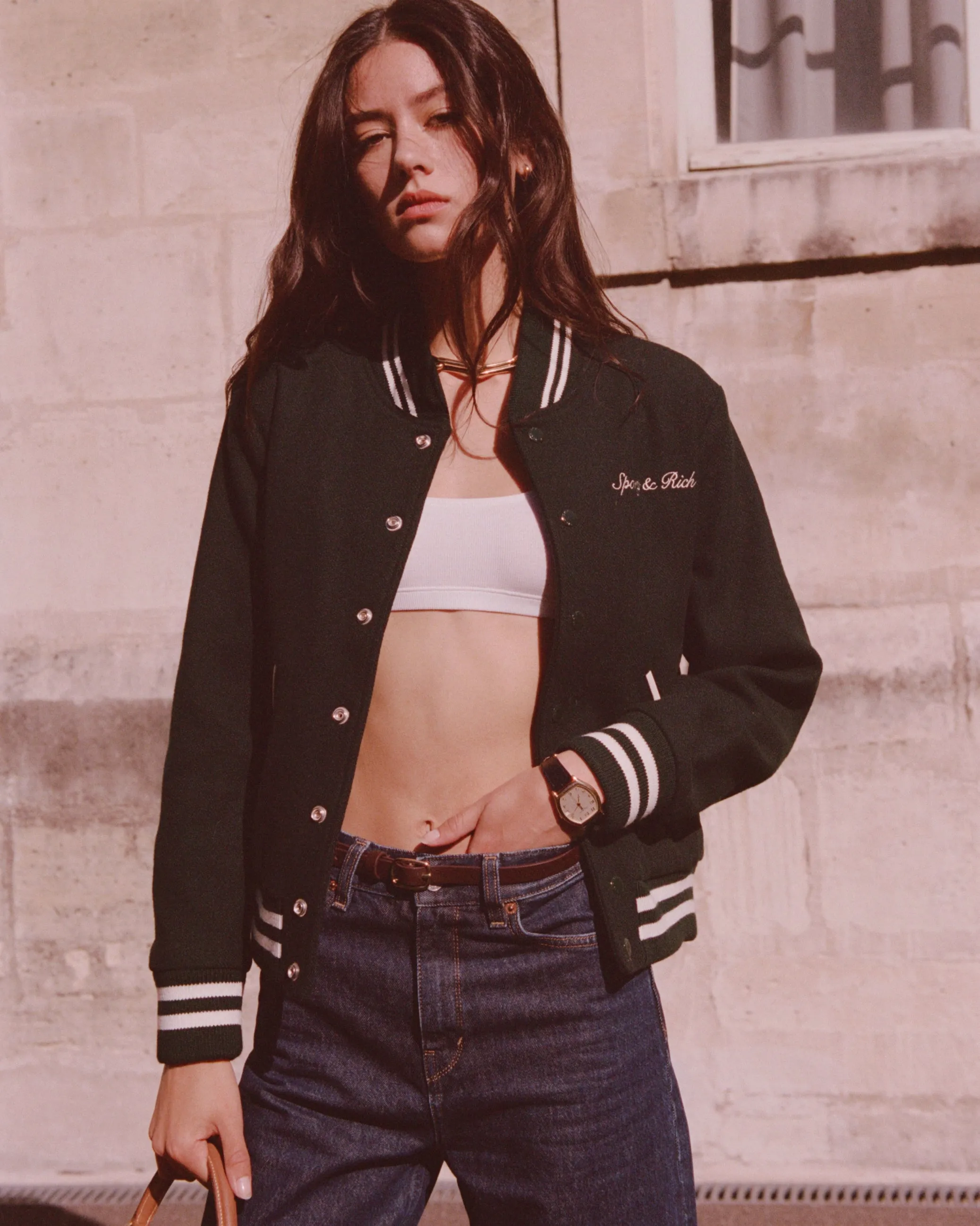 Syracuse Wool Varsity Jacket - Forest sold by Sporty and Rich product image thumbnail 2