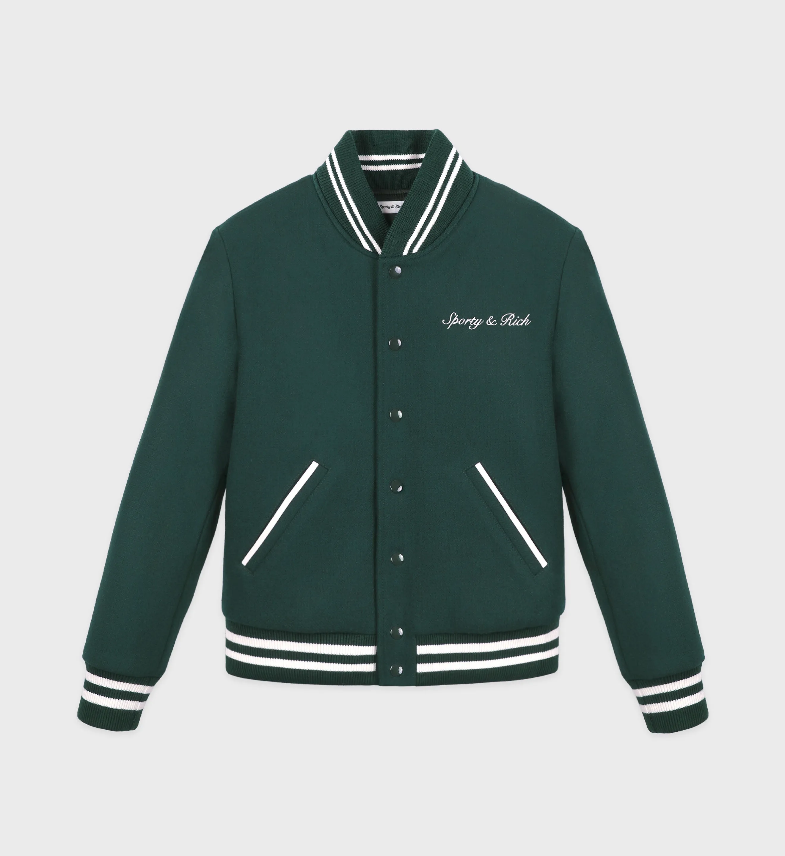 Syracuse Wool Varsity Jacket - Forest sold by Sporty and Rich