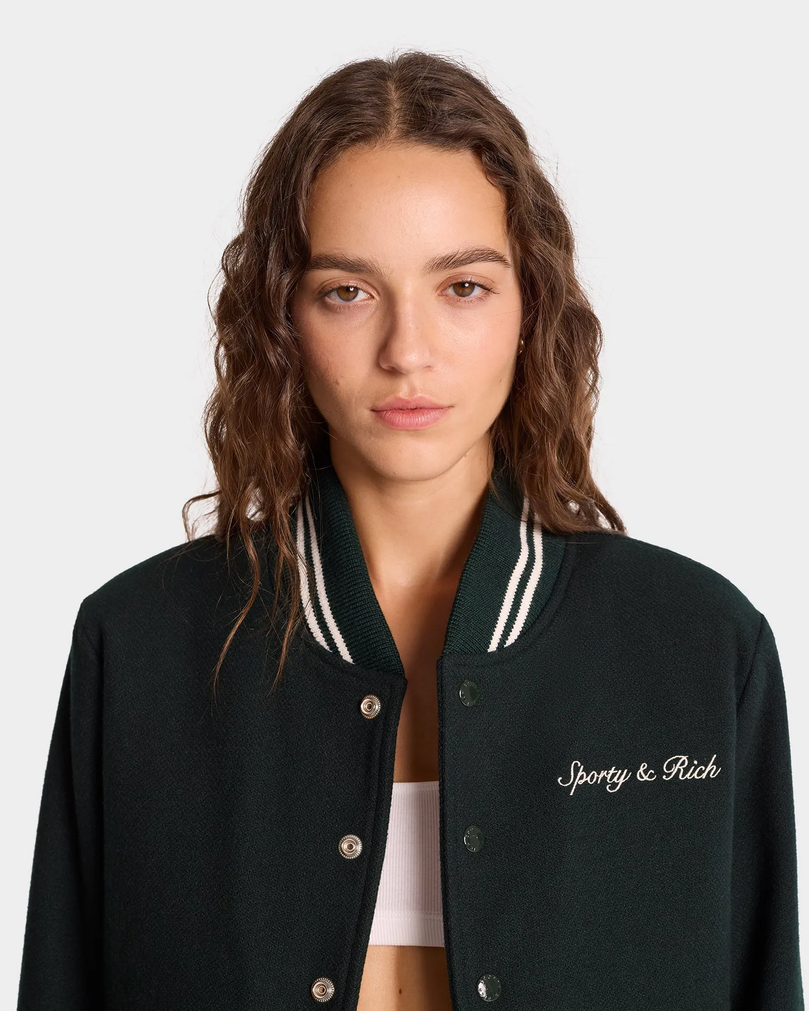Syracuse Wool Varsity Jacket - Forest sold by Sporty and Rich product image thumbnail 5
