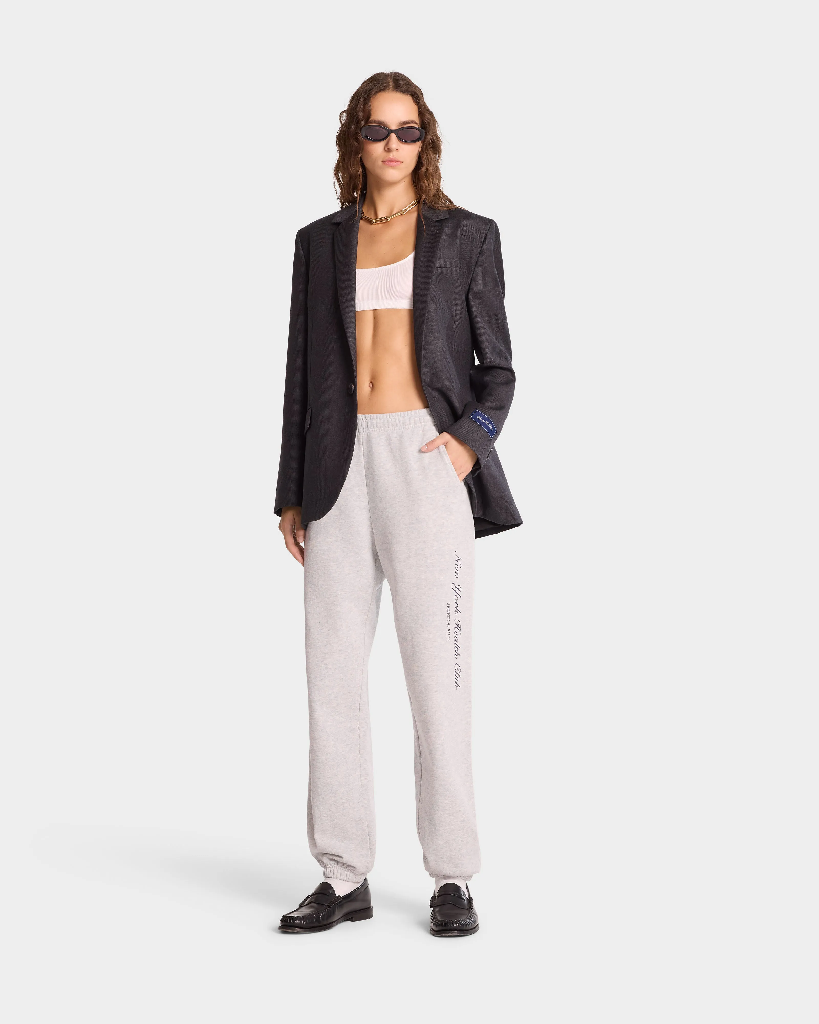 NY Health Club Sweatpant - Heather Gray/Navy sold by Sporty and Rich product image thumbnail 2
