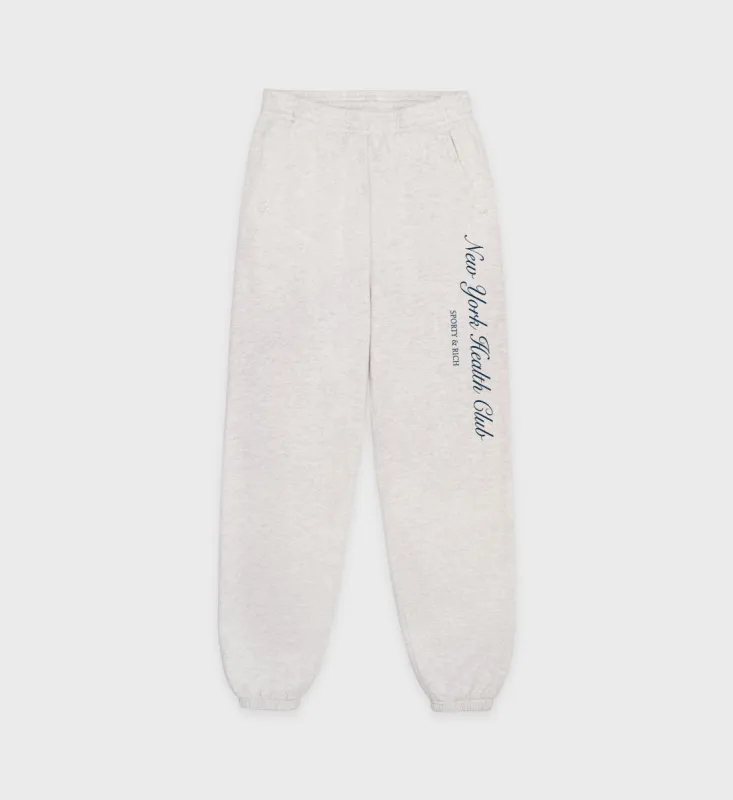 NY Health Club Sweatpant - Heather Gray/Navy sold by Sporty and Rich