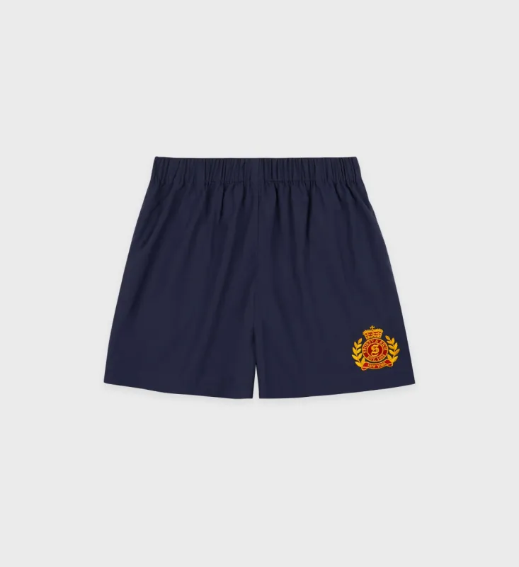 NY Crest Poplin Short - Navy/Gold sold by Sporty and Rich