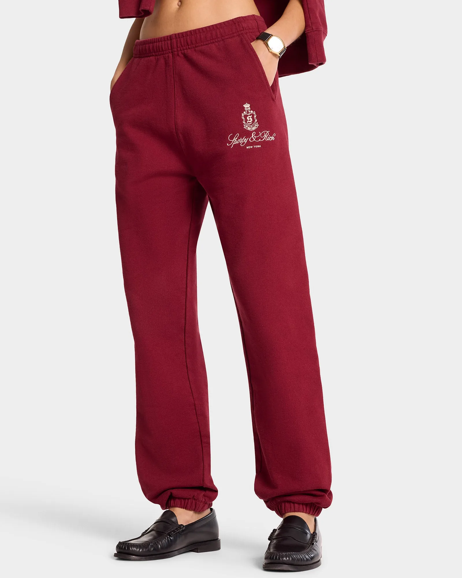 Vendome Sweatpant - Merlot/White sold by Sporty and Rich product image thumbnail 3