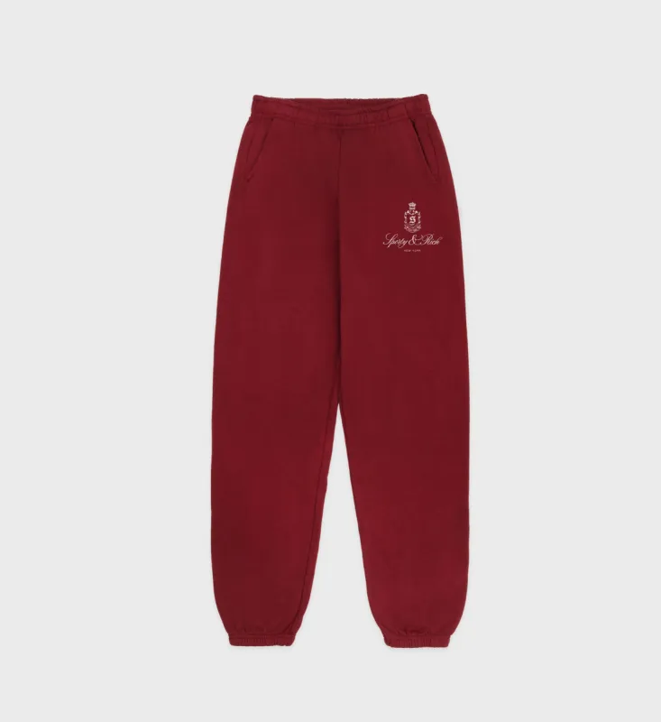 Vendome Sweatpant - Merlot/White sold by Sporty and Rich