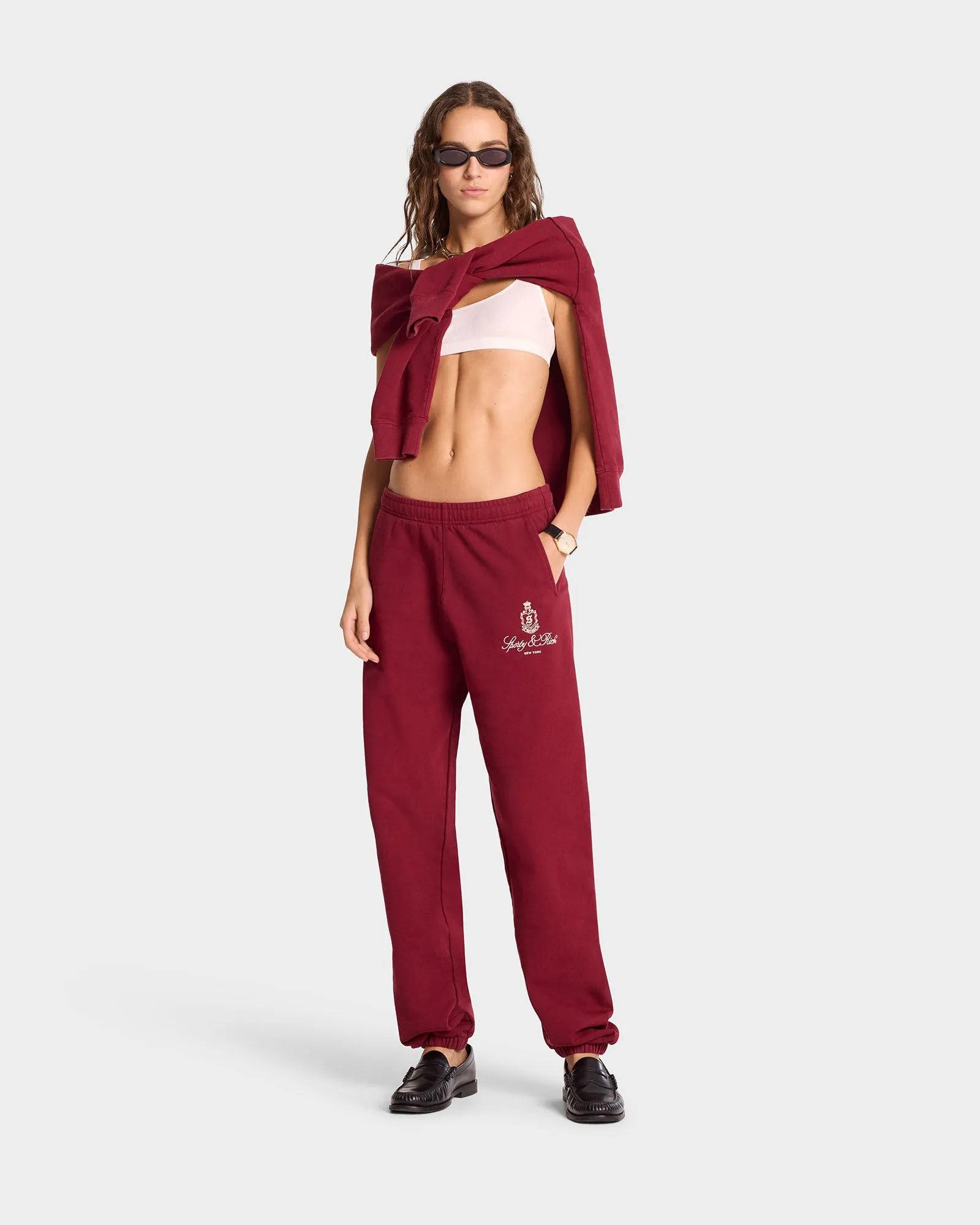 Vendome Sweatpant - Merlot/White sold by Sporty and Rich product image thumbnail 2