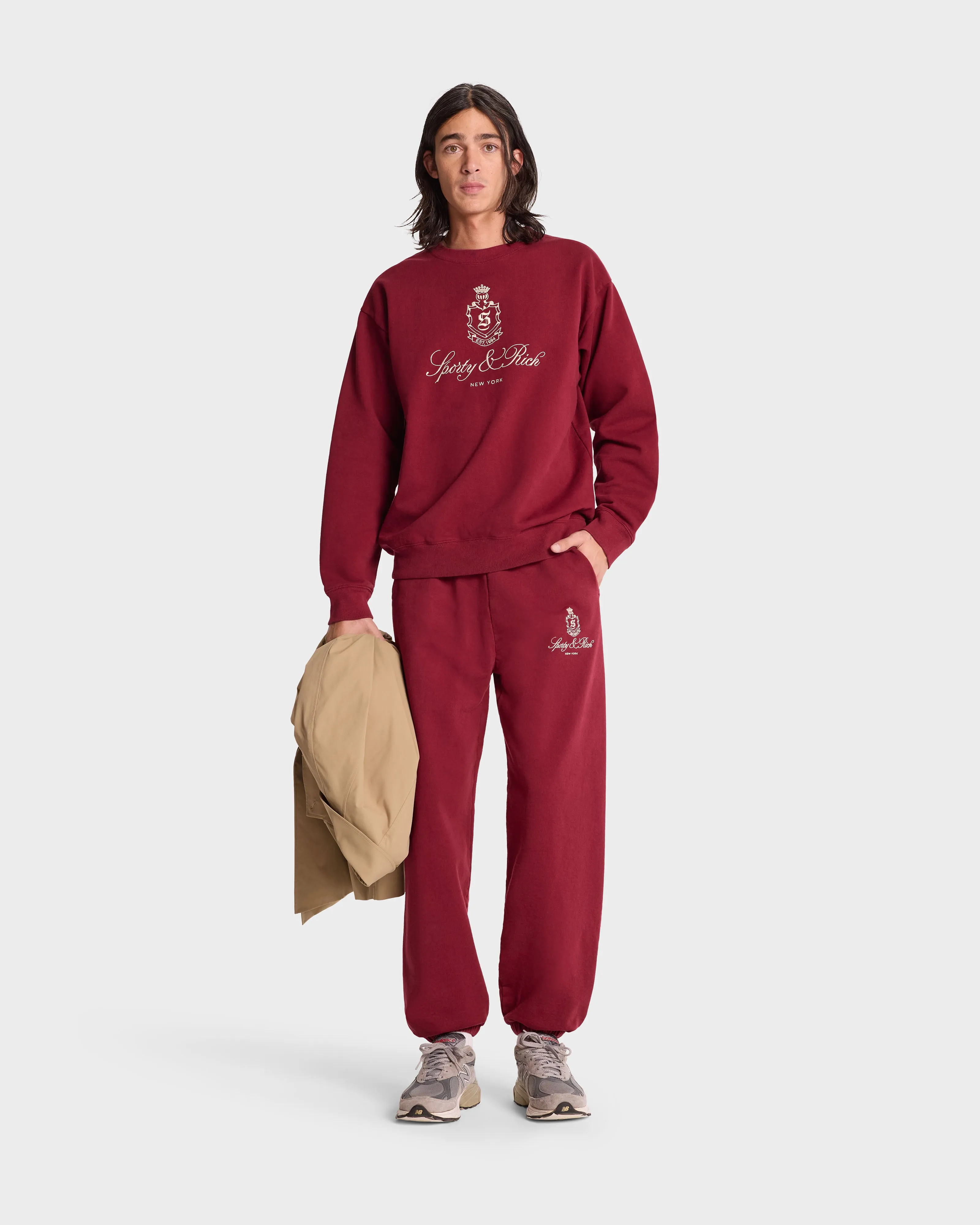 Vendome Sweatpant - Merlot/White sold by Sporty and Rich product image thumbnail 5
