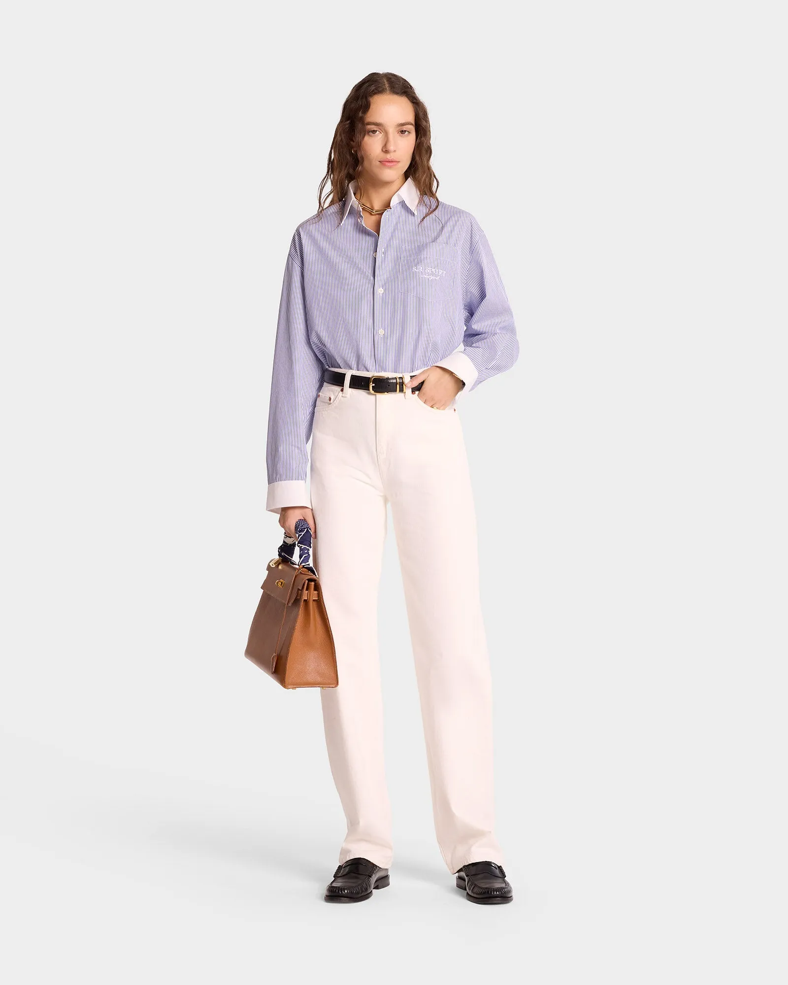 S.R. Sport Oversized Shirt - Blue Striped sold by Sporty and Rich product image thumbnail 3