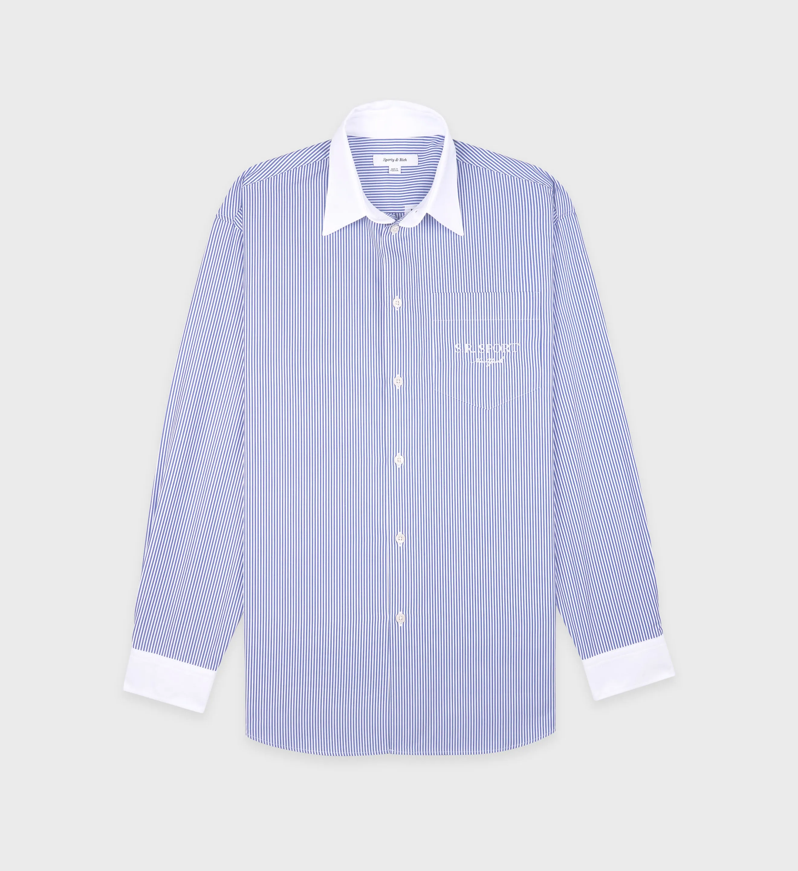 S.R. Sport Oversized Shirt - Blue Striped sold by Sporty and Rich