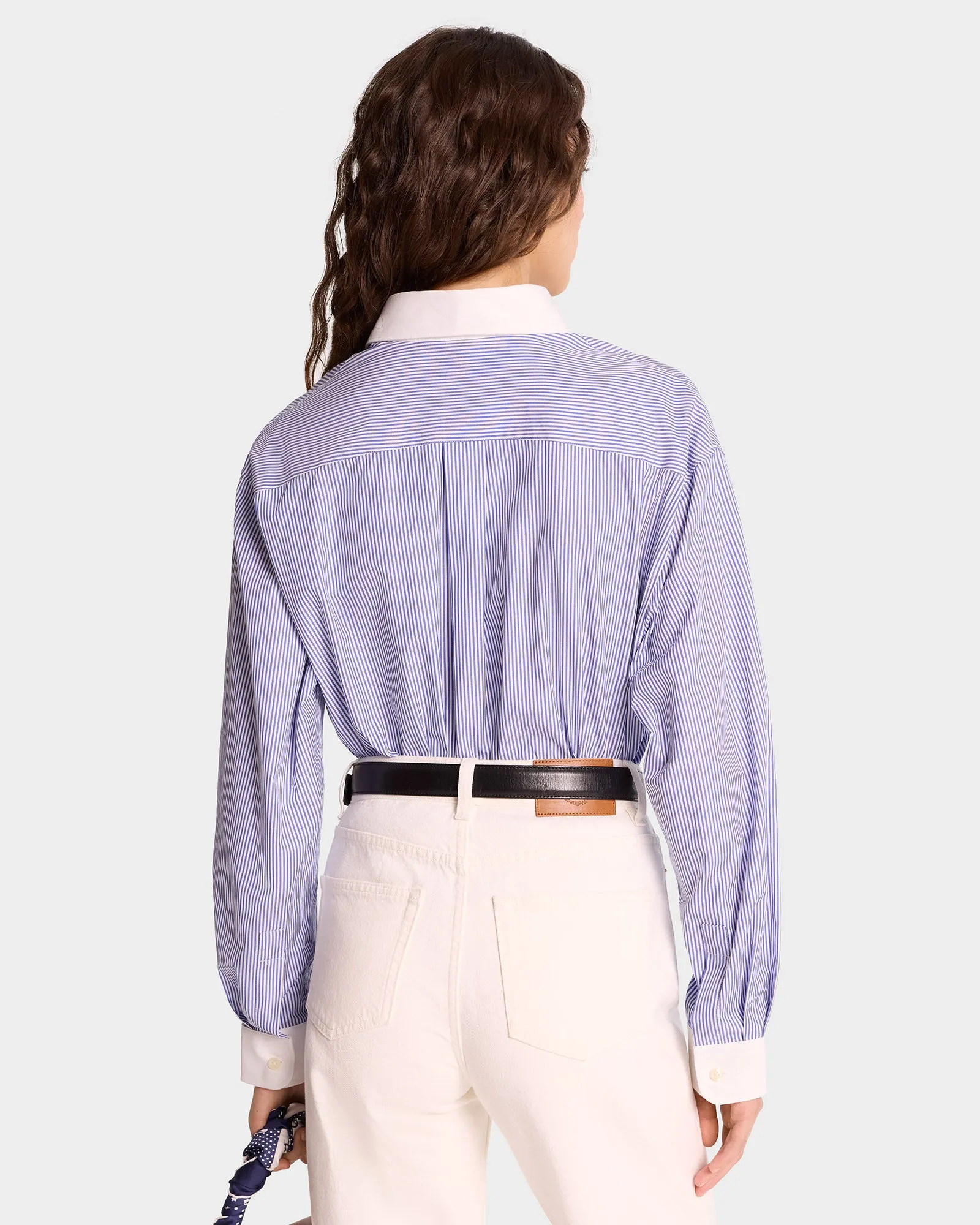 S.R. Sport Oversized Shirt - Blue Striped sold by Sporty and Rich product image thumbnail 5