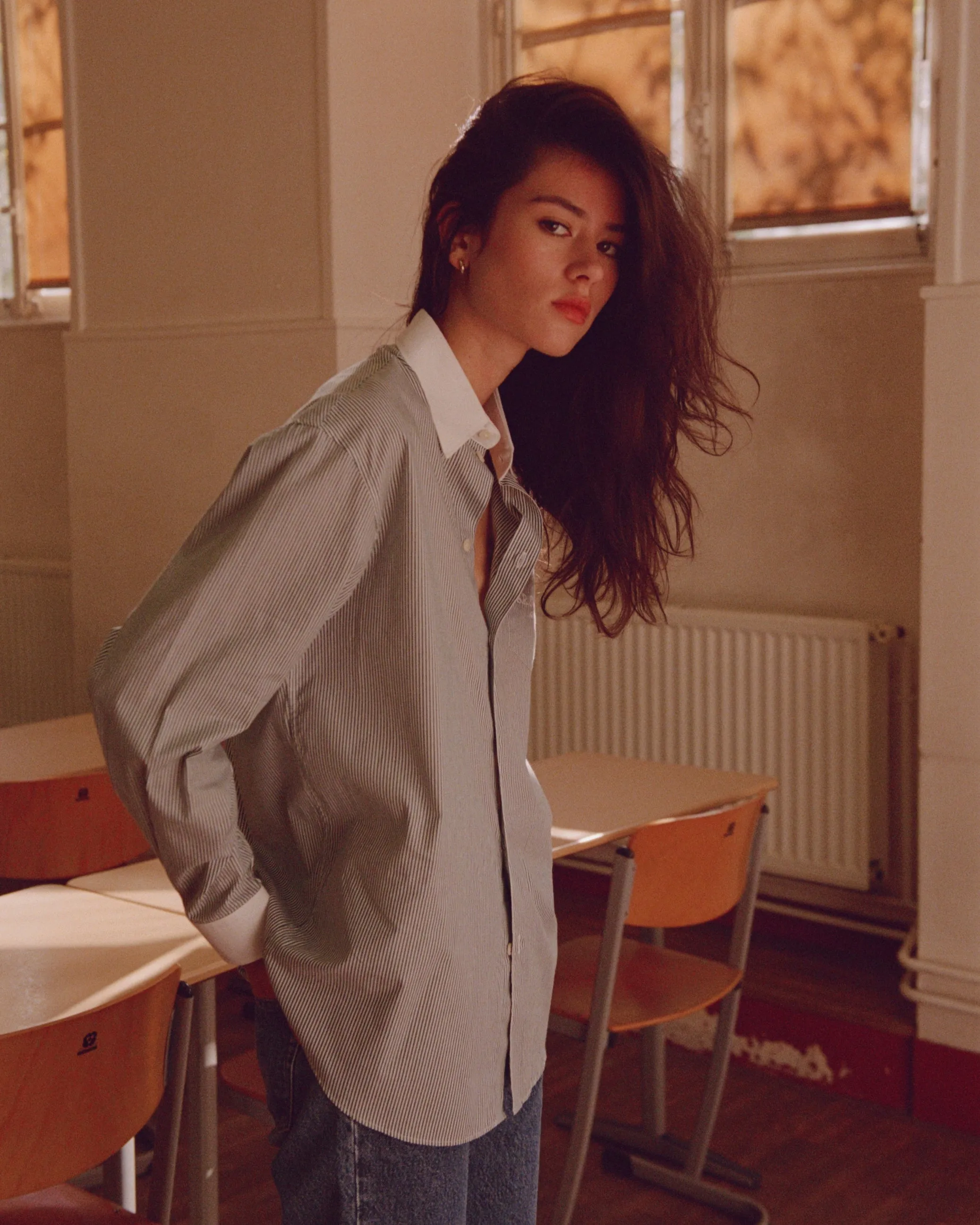 S.R. Sport Oversized Shirt - Forest Striped sold by Sporty and Rich product image thumbnail 2