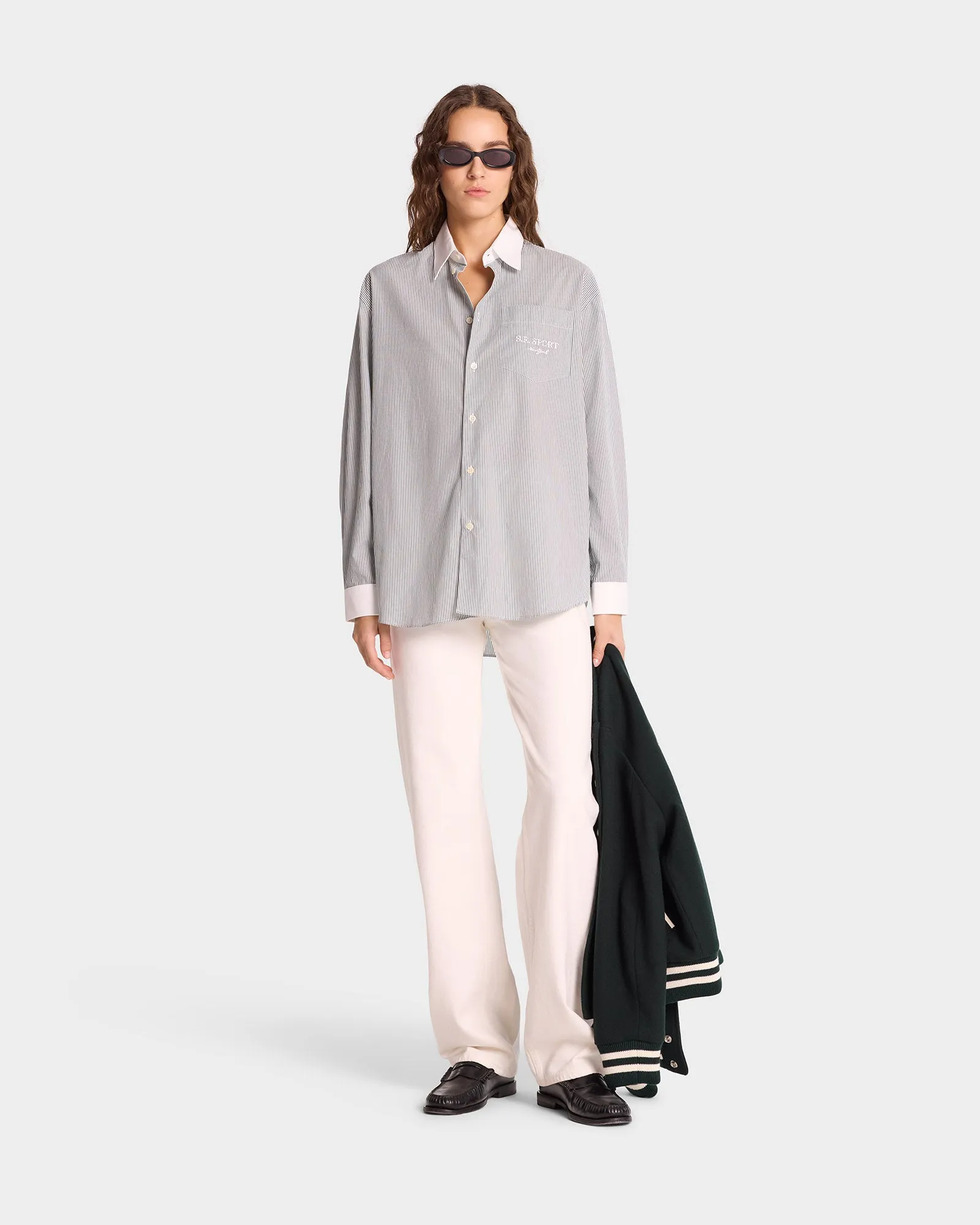 S.R. Sport Oversized Shirt - Forest Striped sold by Sporty and Rich product image thumbnail 4