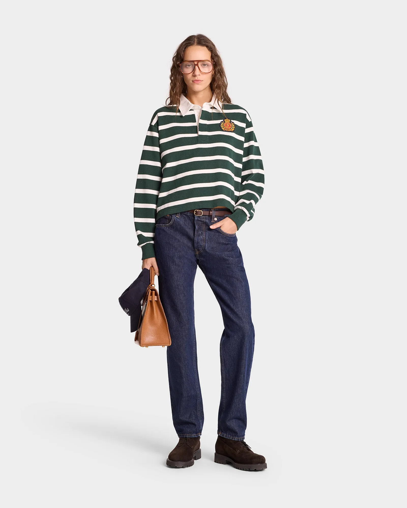 NY Crest Rugby Polo - Forest/White sold by Sporty and Rich product image thumbnail 2