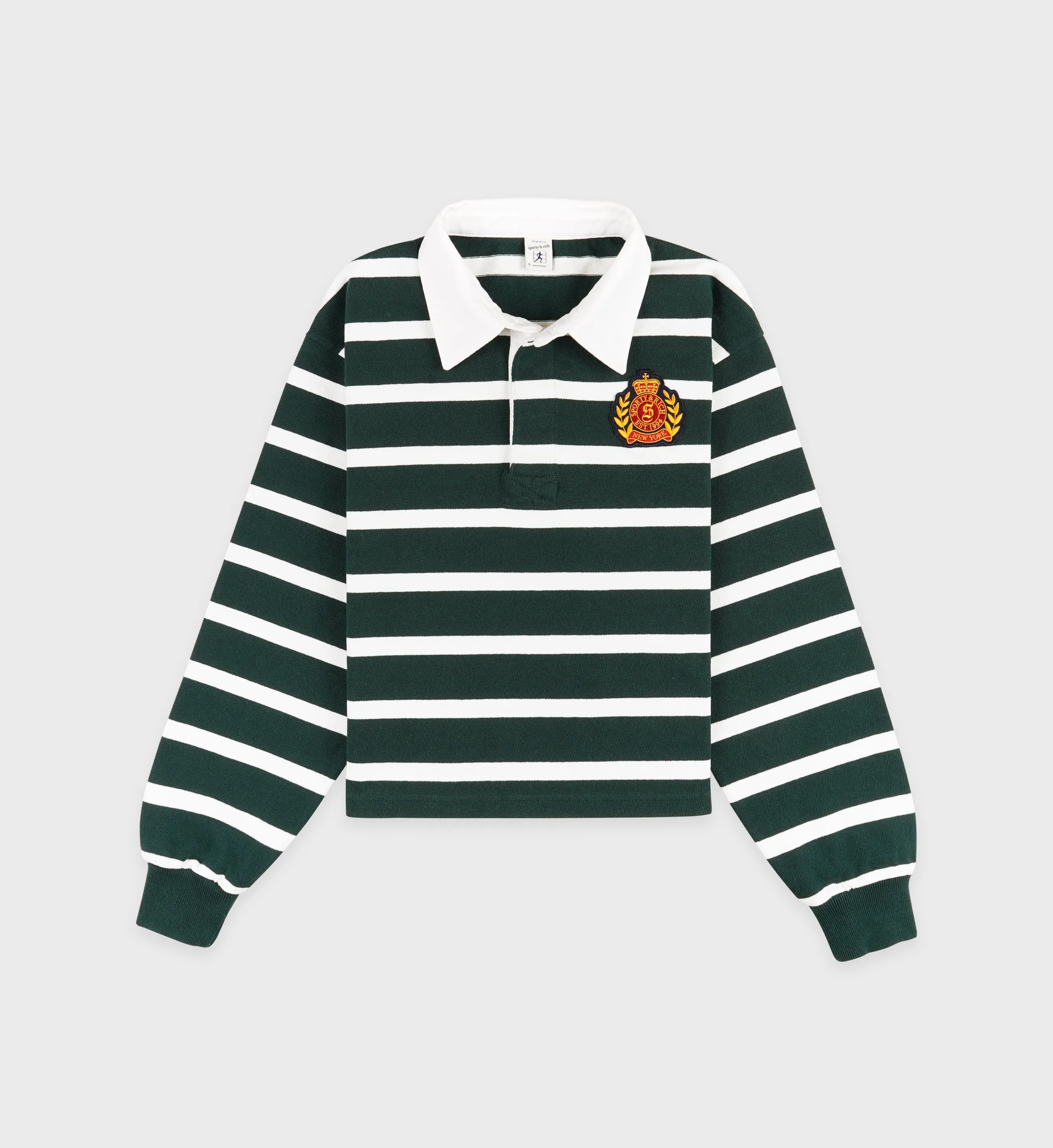 NY Crest Rugby Polo - Forest/White sold by Sporty and Rich