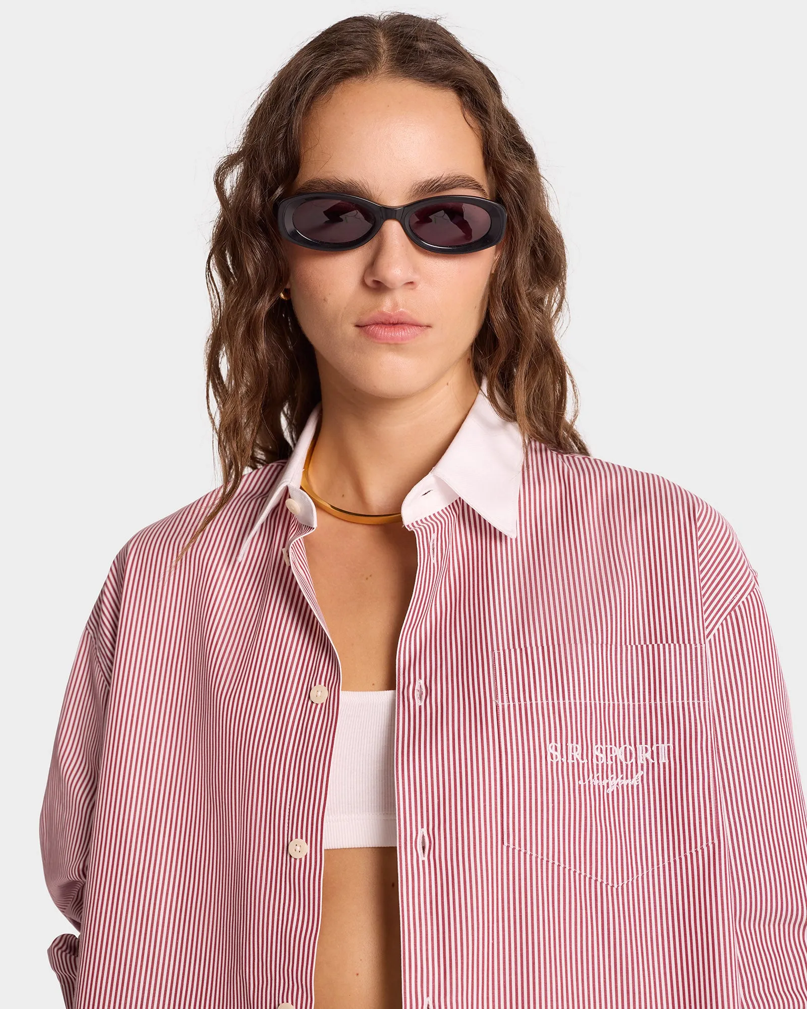 S.R. Sport Oversized Shirt - Red Striped sold by Sporty and Rich product image thumbnail 5