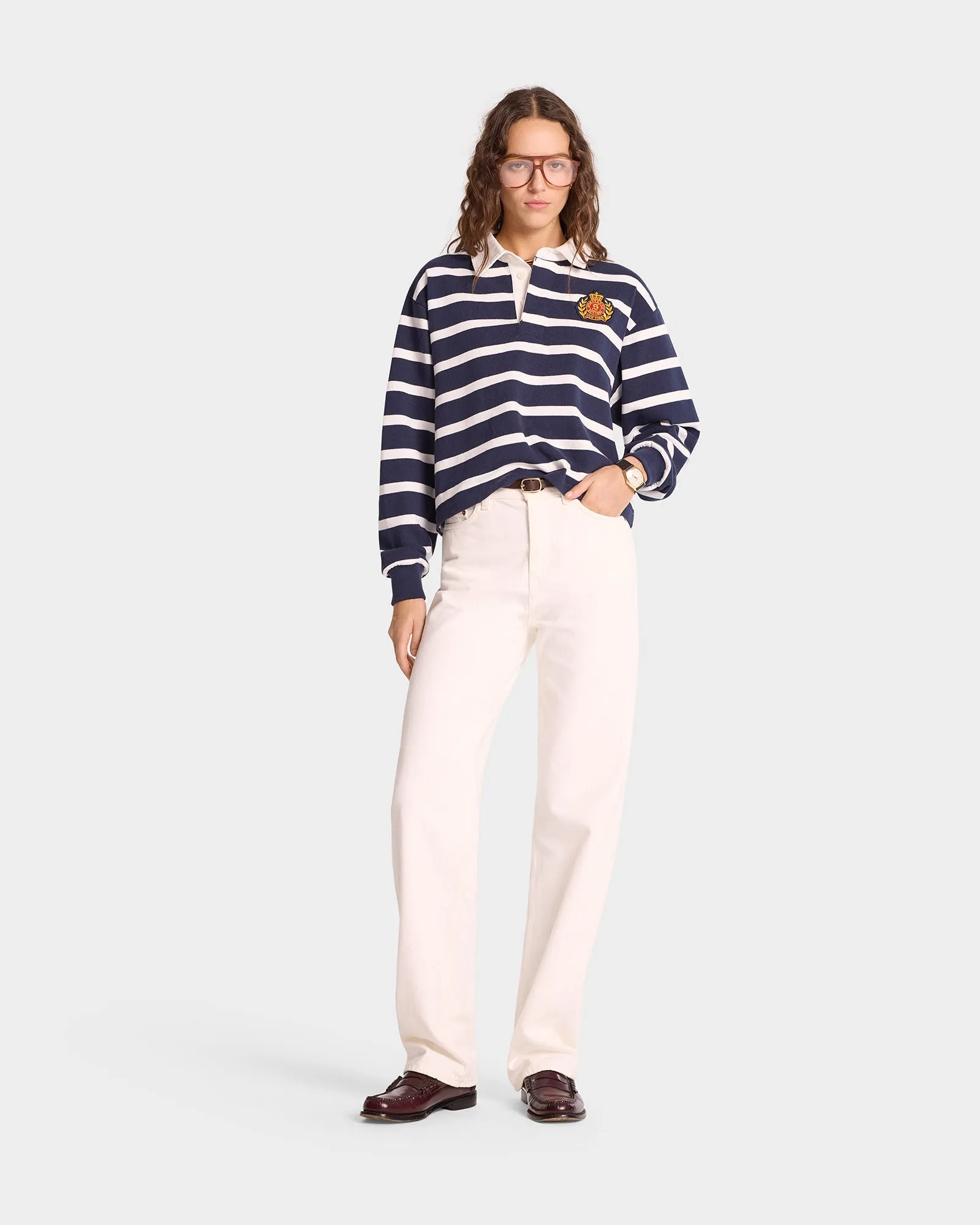 NY Crest Rugby Polo - Navy/White sold by Sporty and Rich product image thumbnail 2