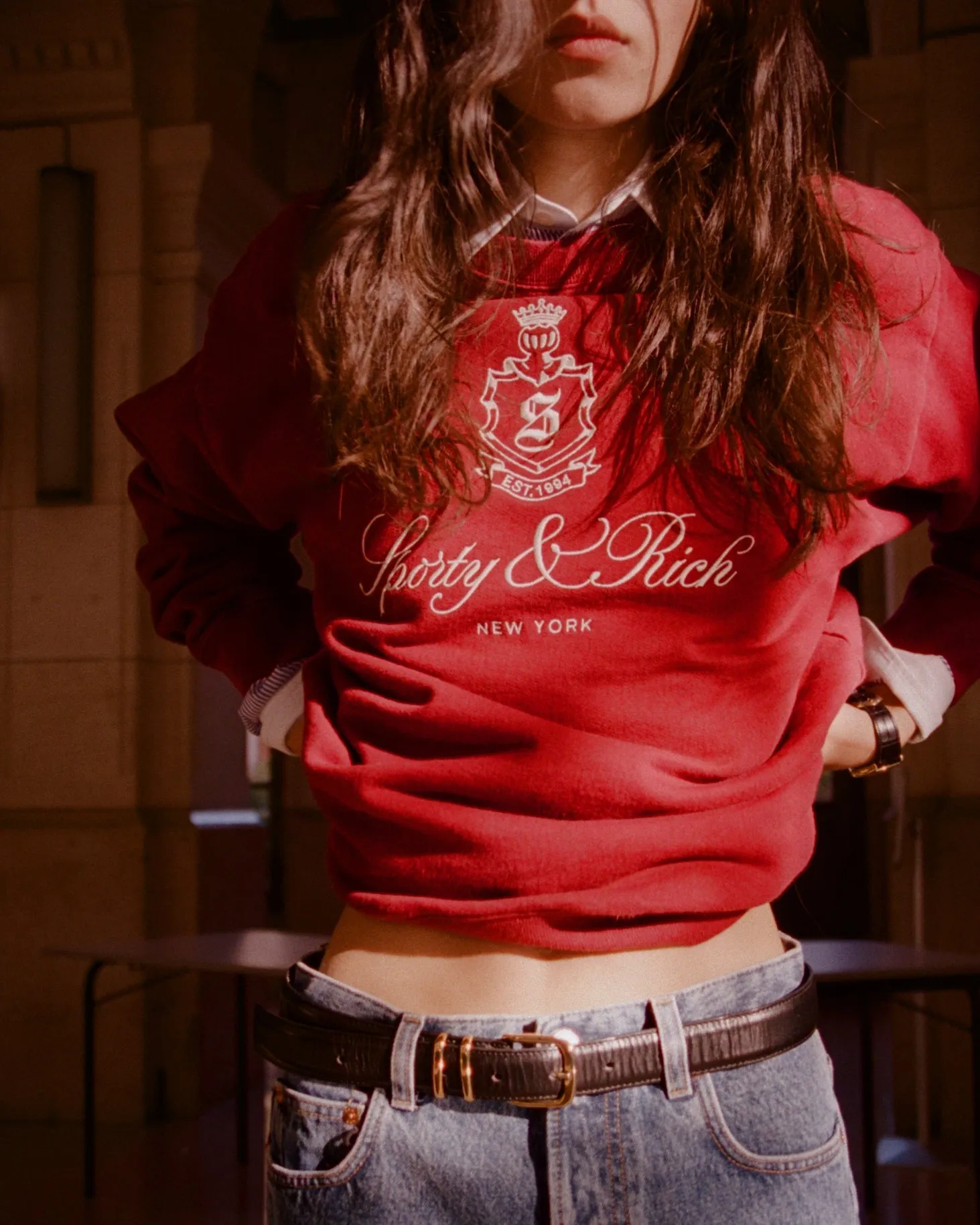 Vendome Crewneck - Merlot/White sold by Sporty and Rich product image thumbnail 3