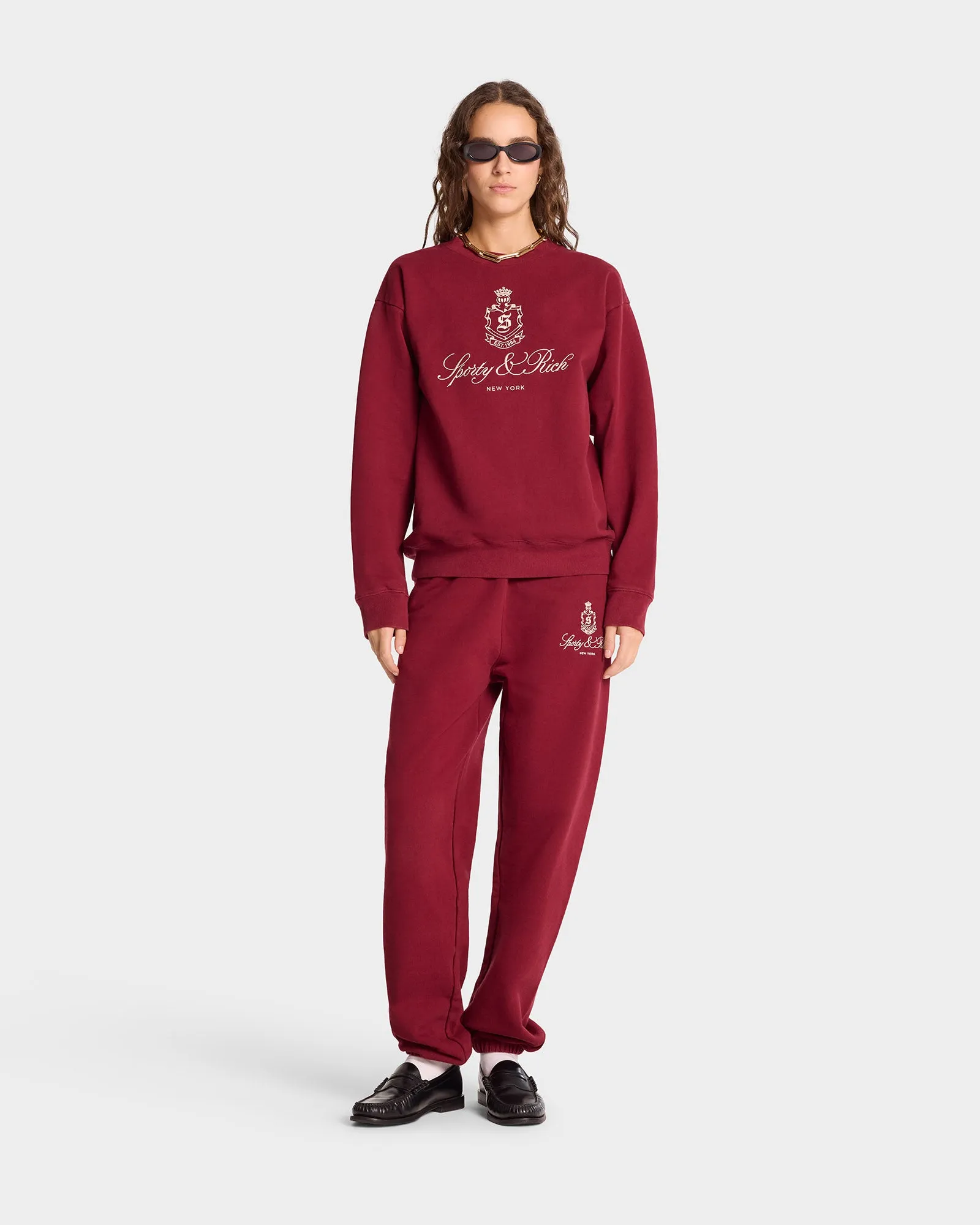 Vendome Crewneck - Merlot/White sold by Sporty and Rich product image thumbnail 4