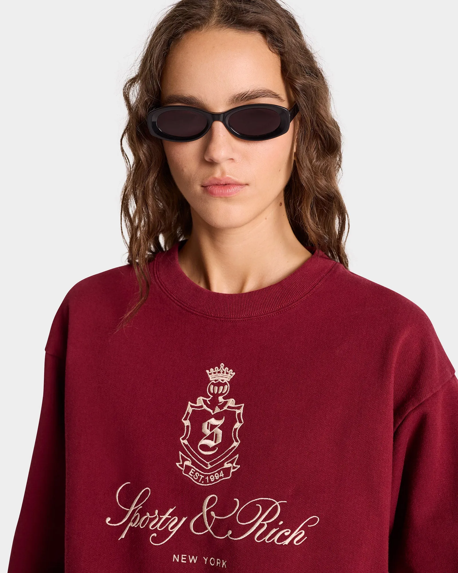 Vendome Crewneck - Merlot/White sold by Sporty and Rich product image thumbnail 5