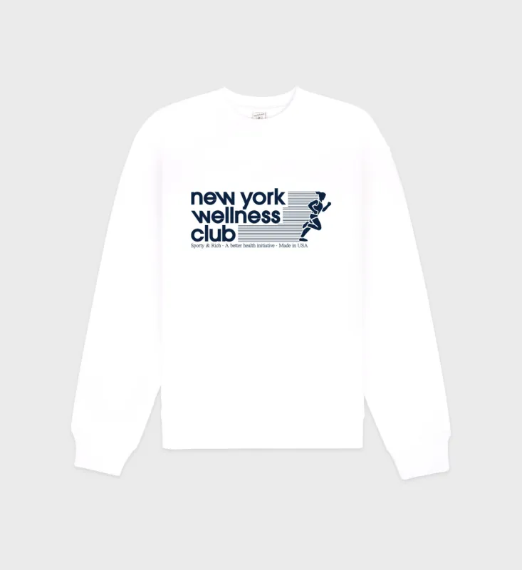 USA Wellness Club Crewneck - White/Navy sold by Sporty and Rich