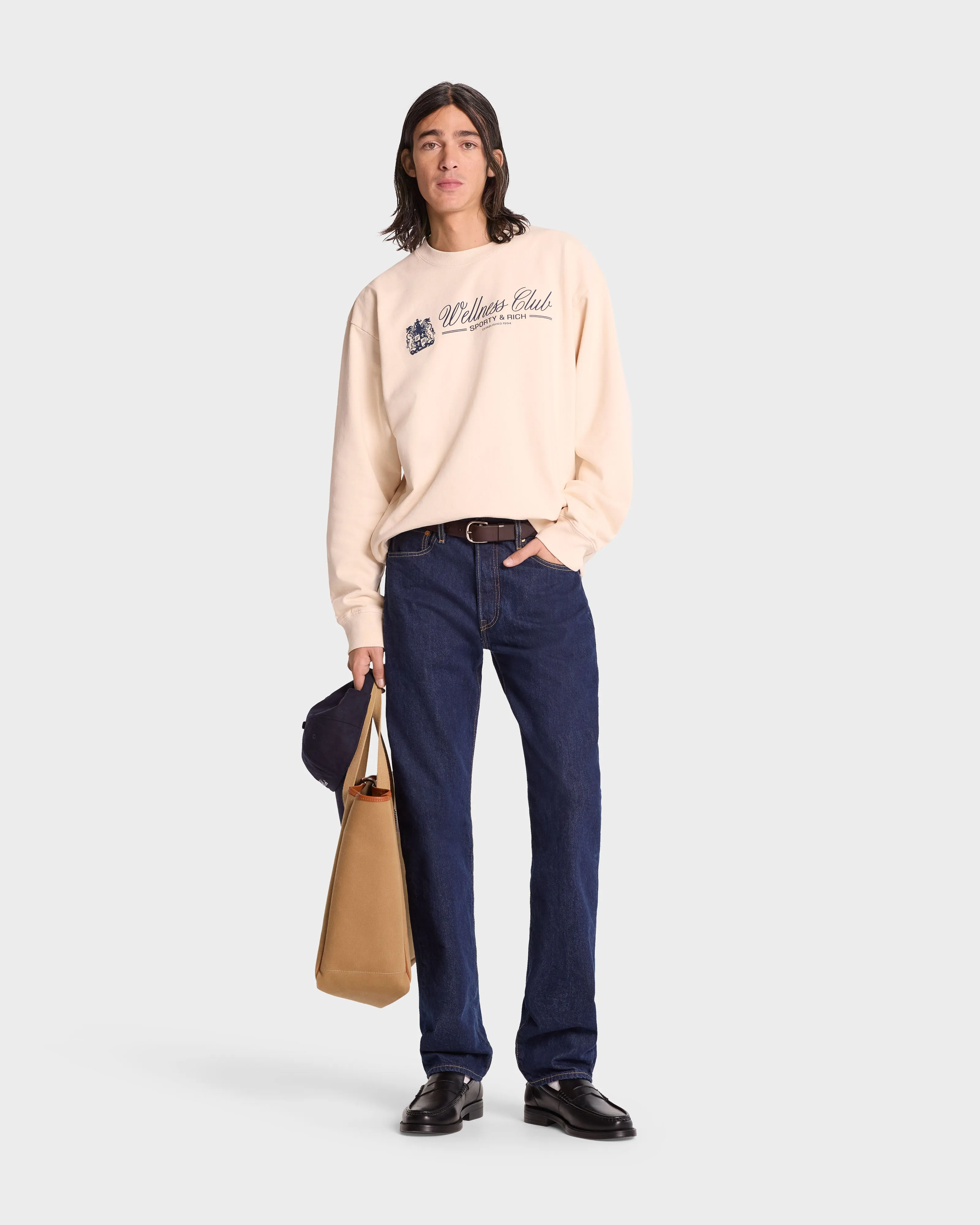 Unicorn Crest Crewneck - Cream/Navy sold by Sporty and Rich product image thumbnail 5