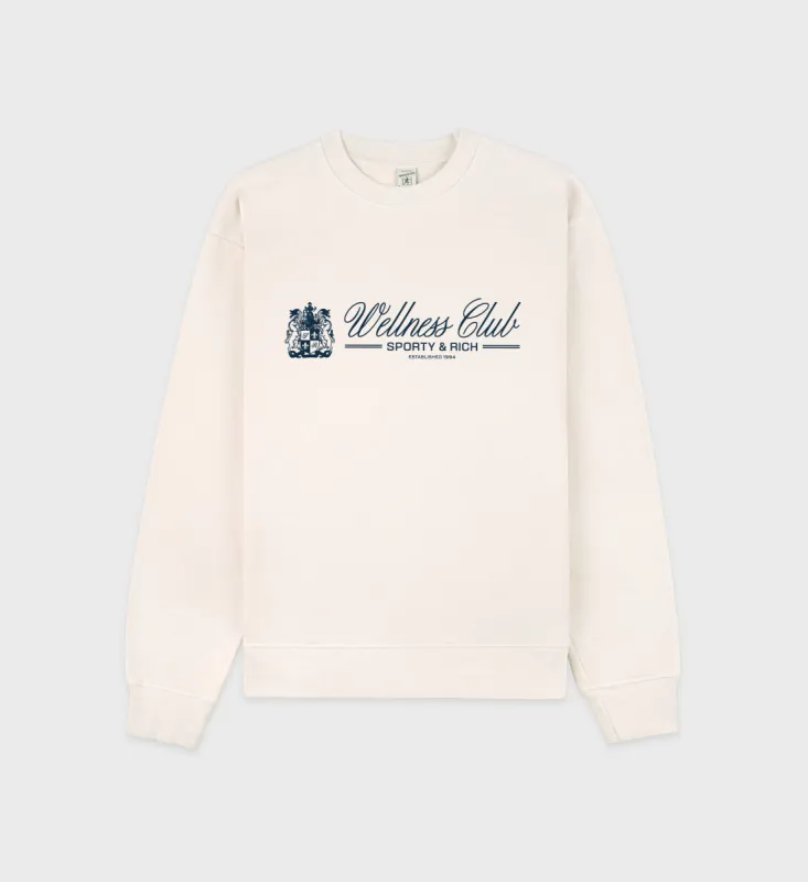 Unicorn Crest Crewneck - Cream/Navy sold by Sporty and Rich