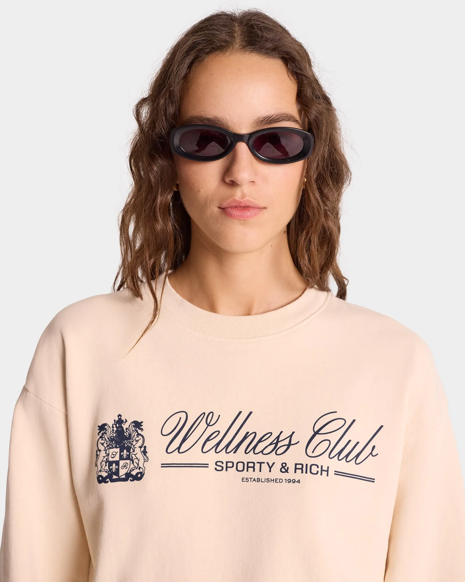 Unicorn Crest Crewneck - Cream/Navy sold by Sporty and Rich product image thumbnail 3