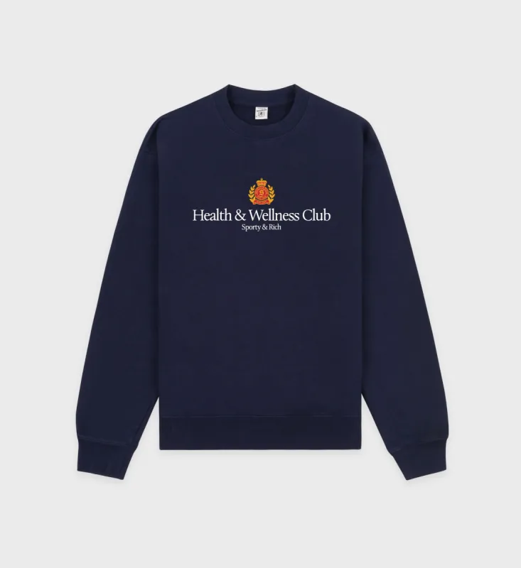 H&W Crest Crewneck - Navy/White sold by Sporty and Rich