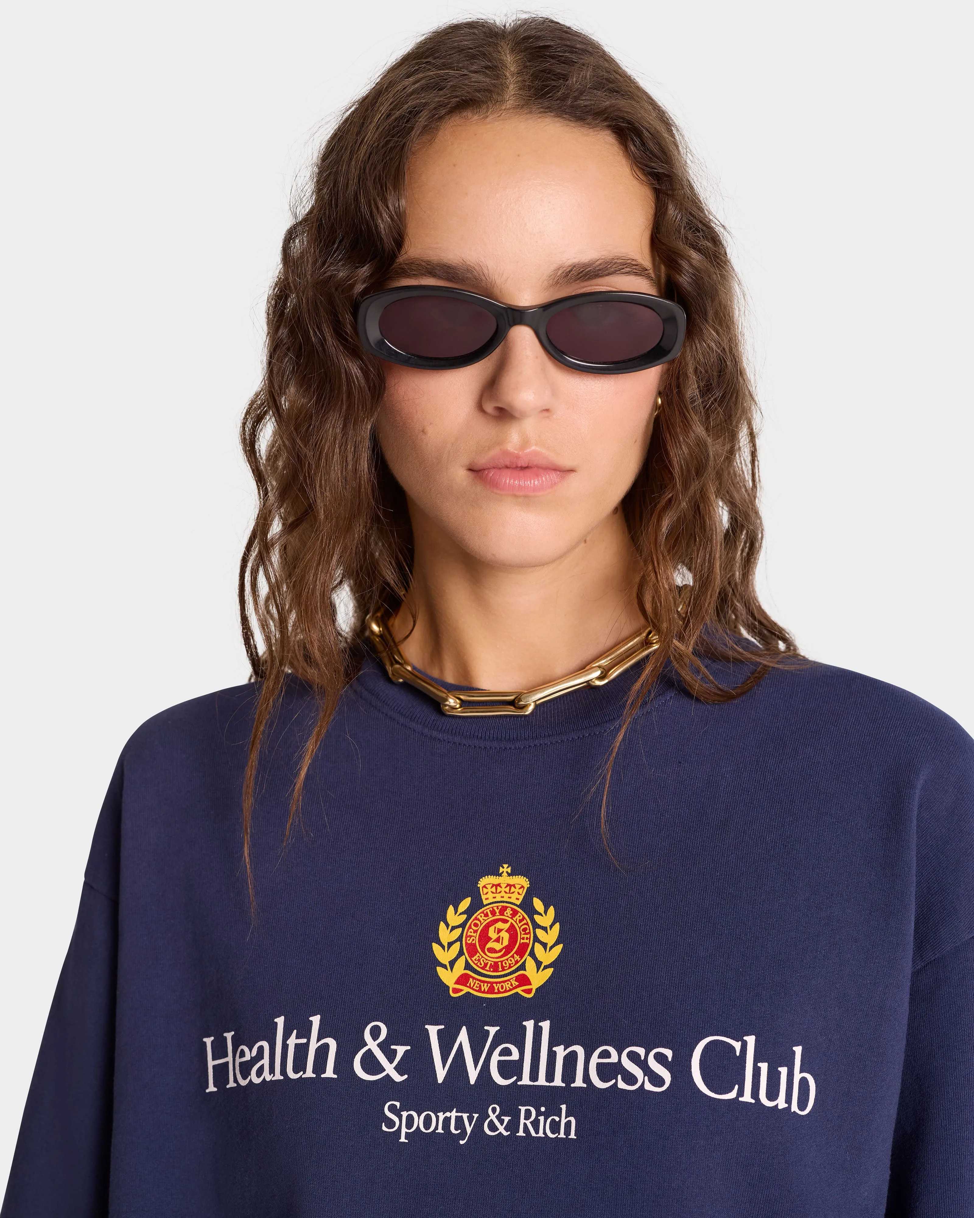 H&W Crest Crewneck - Navy/White sold by Sporty and Rich product image thumbnail 4