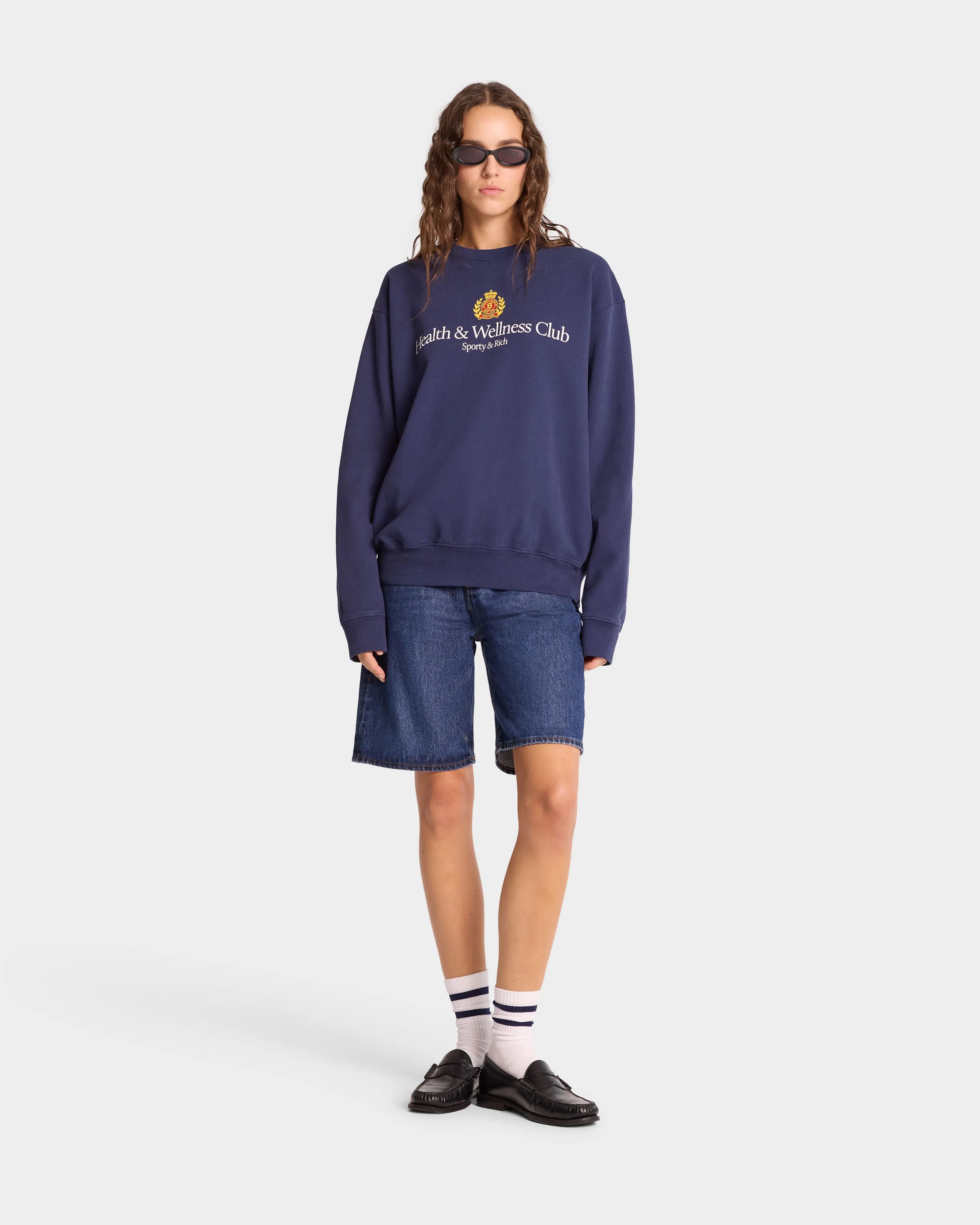 H&W Crest Crewneck - Navy/White sold by Sporty and Rich product image thumbnail 3