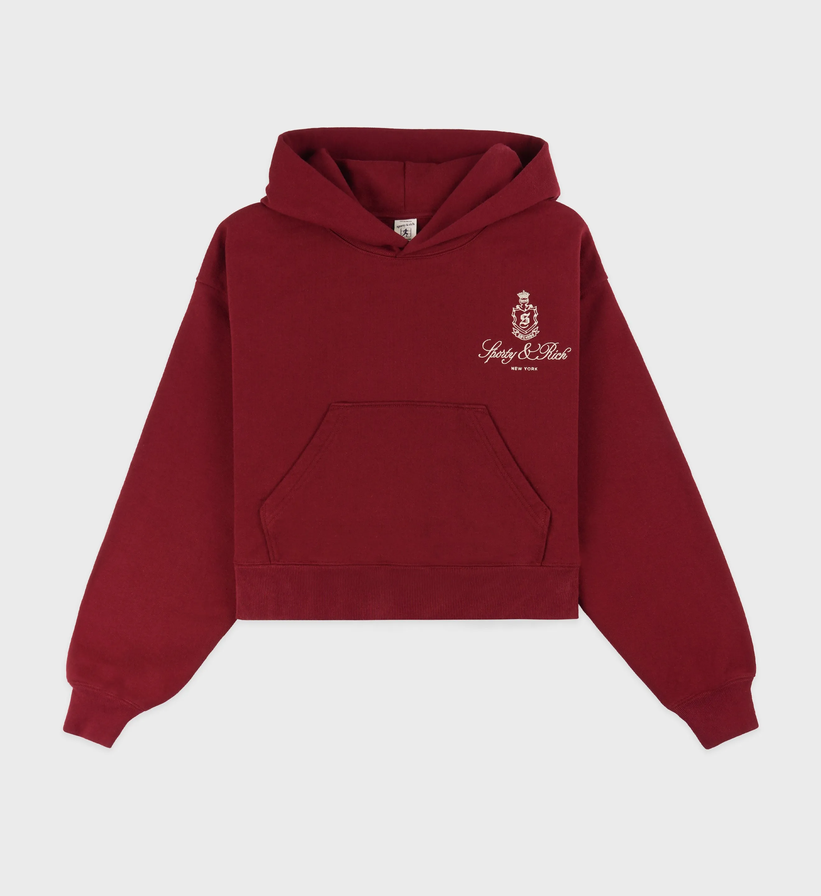 Vendome Cropped Hoodie - Merlot/White sold by Sporty and Rich