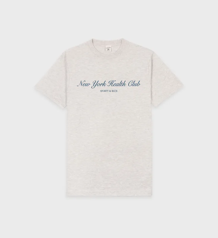 NY Health Club T-Shirt - Heather Gray/Navy sold by Sporty and Rich